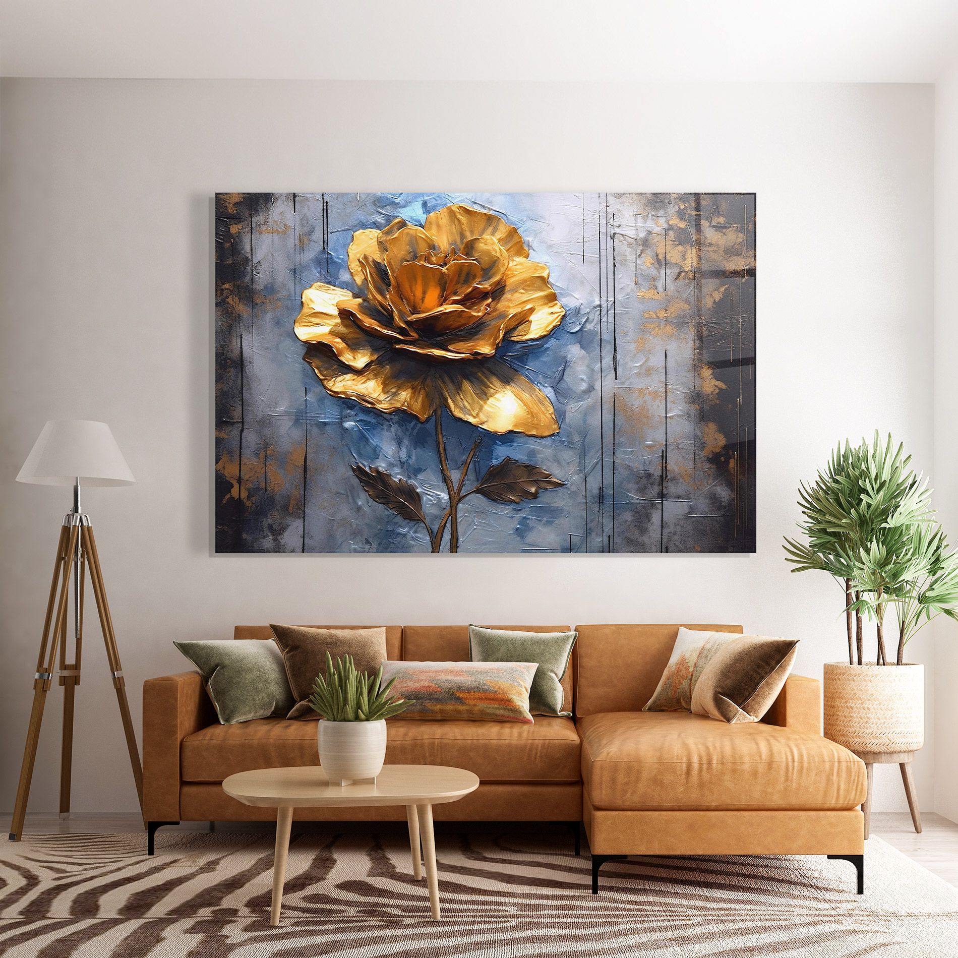Golden Rose Art On Blue mockup 7
