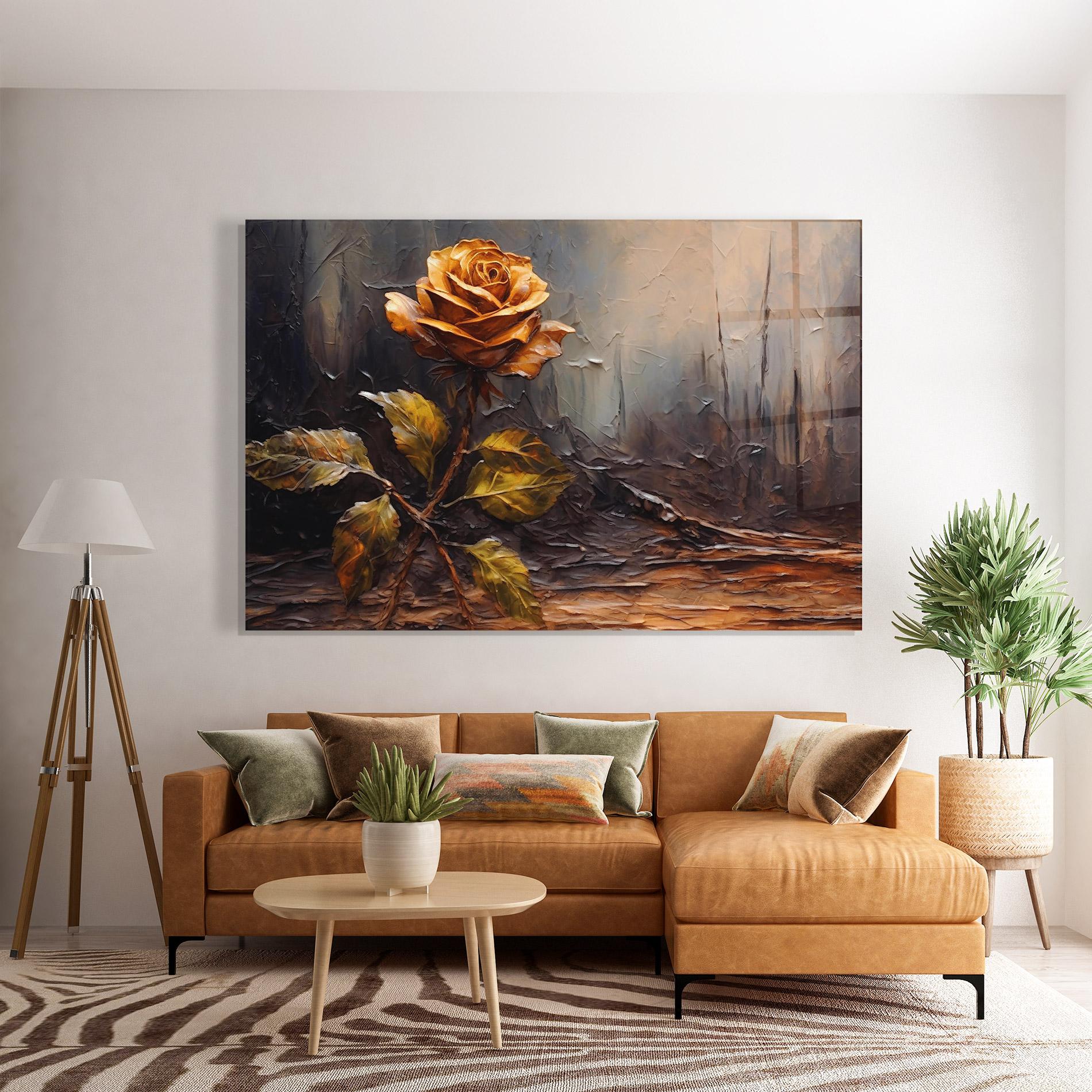Tablou Sticla Orange Rose Art mockup 7