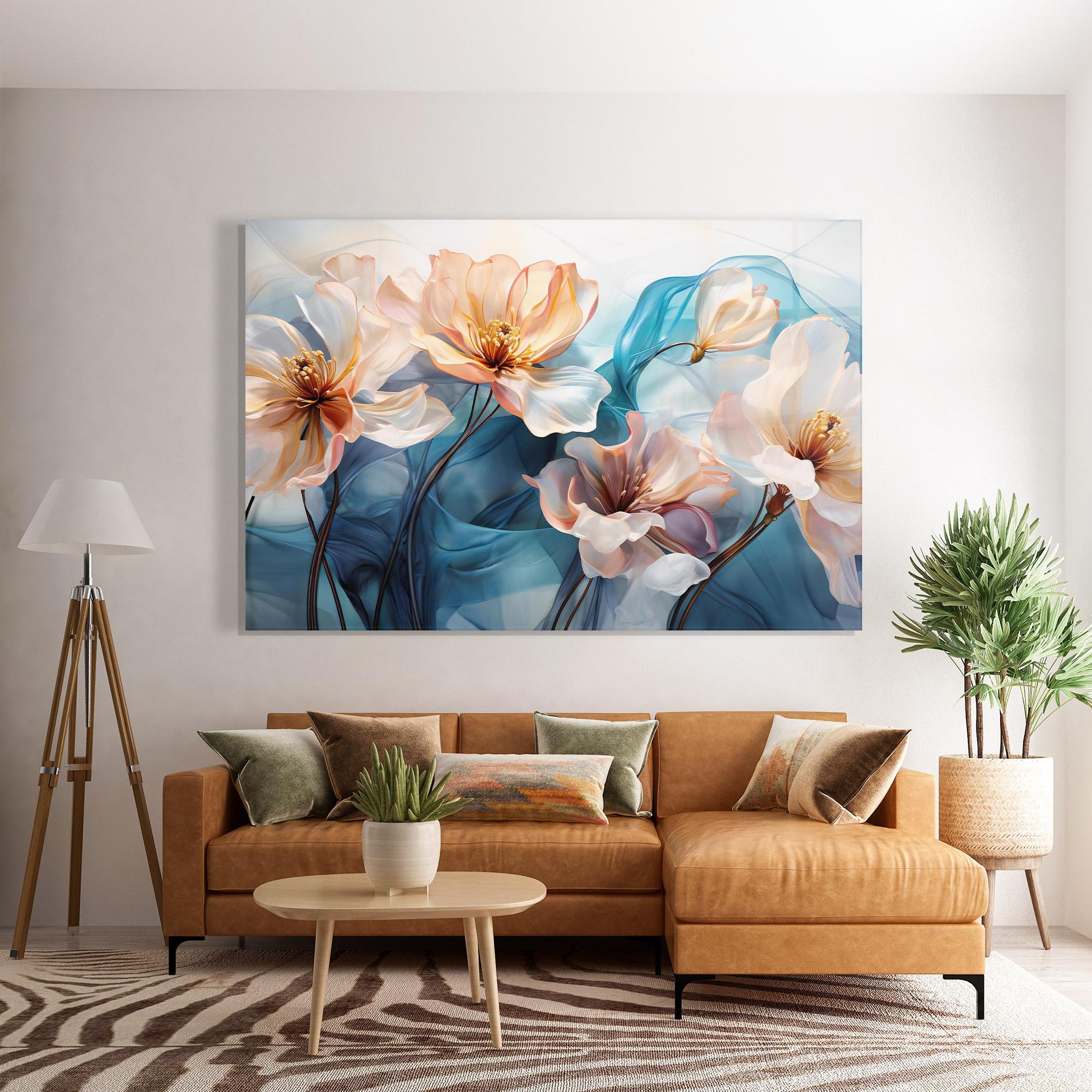 Tablou Sticla Pink Flowers Floating mockup 7