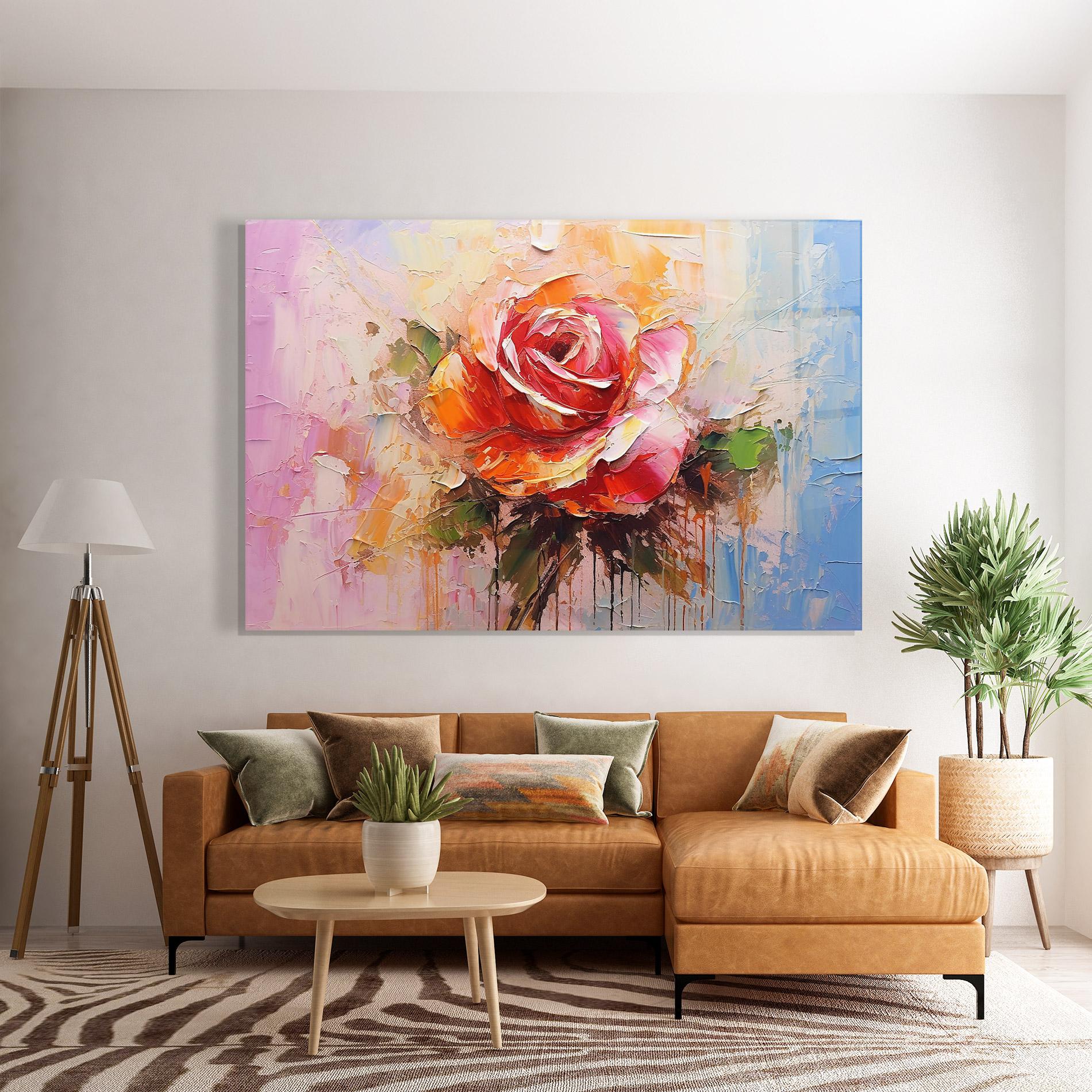 Tablou Sticla Red Pink Orange Art mockup 7