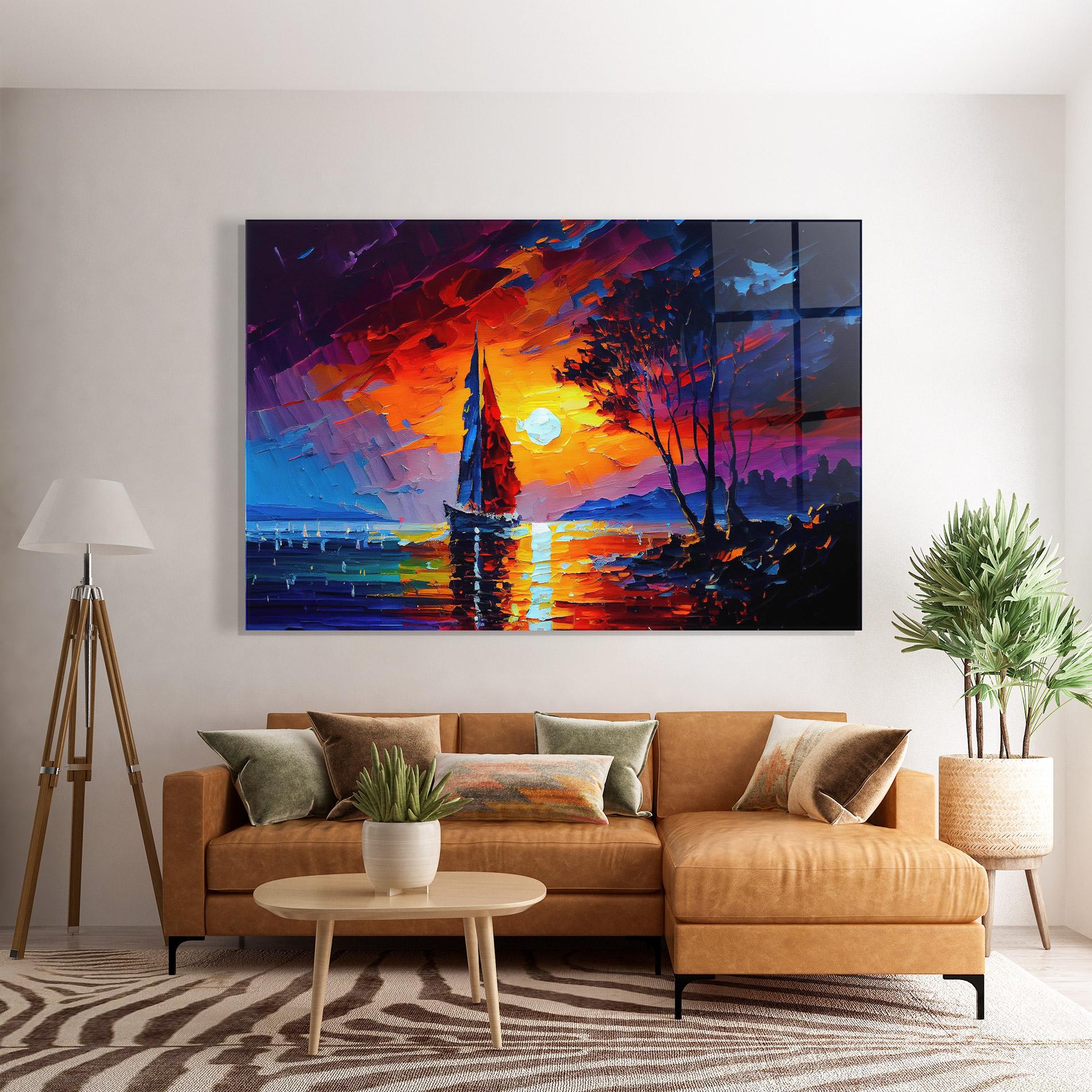 Tablou Sticla Sailboat Painting mockup 7