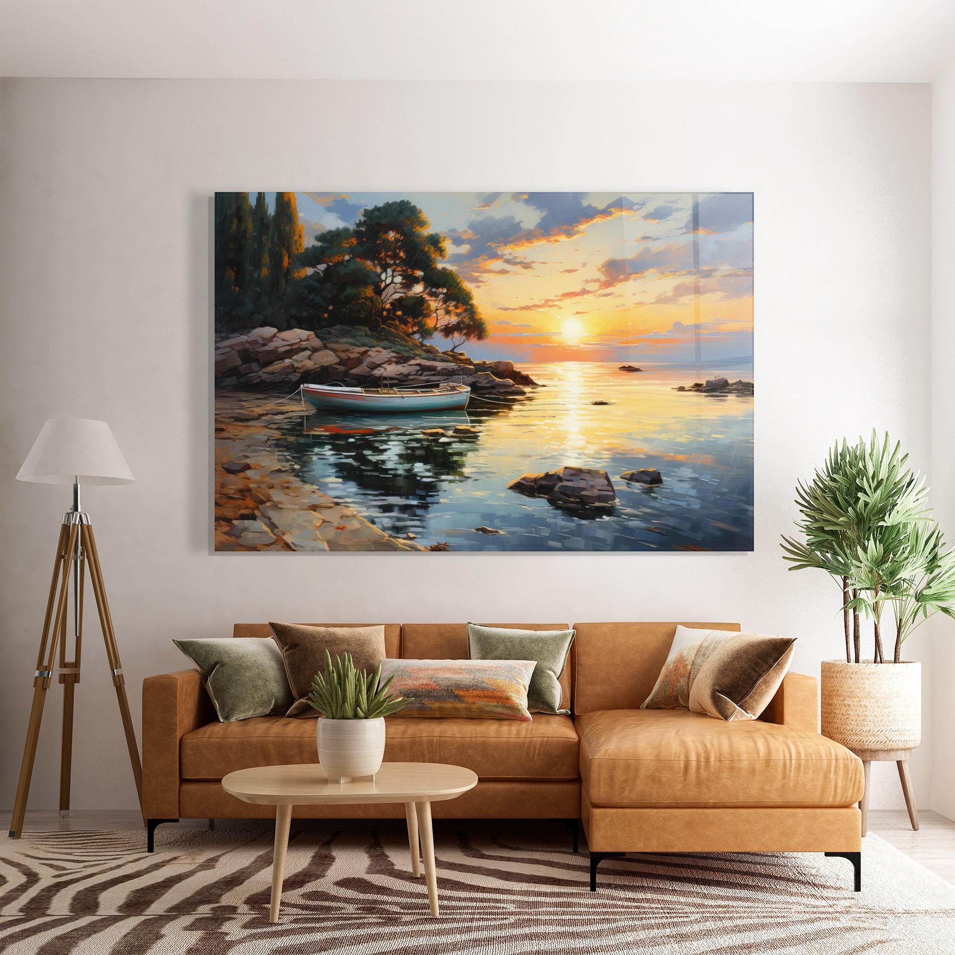 Tablou Sticla Sunset Sea Art mockup 7