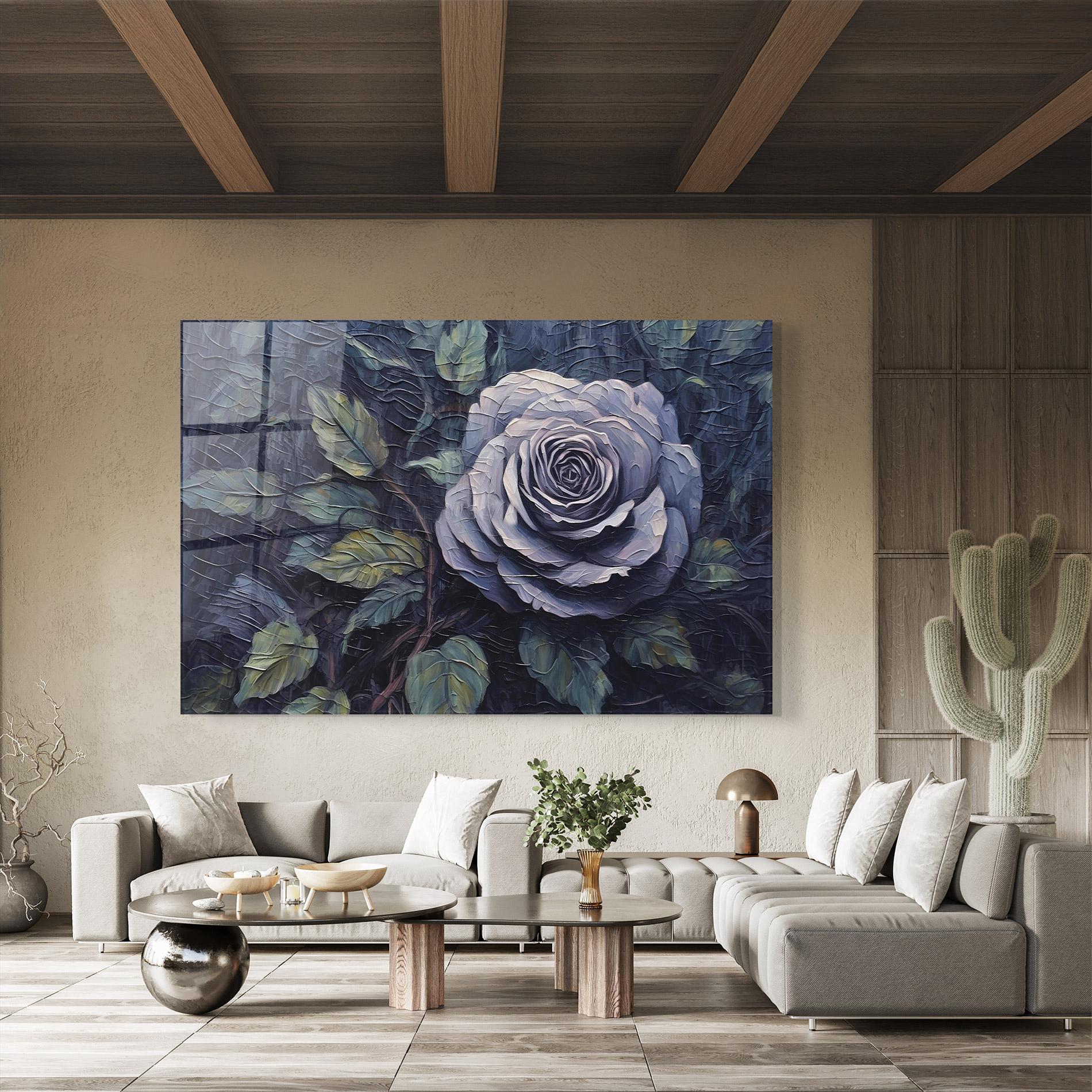 Tablou Sticla Blue Rose Art mockup 8