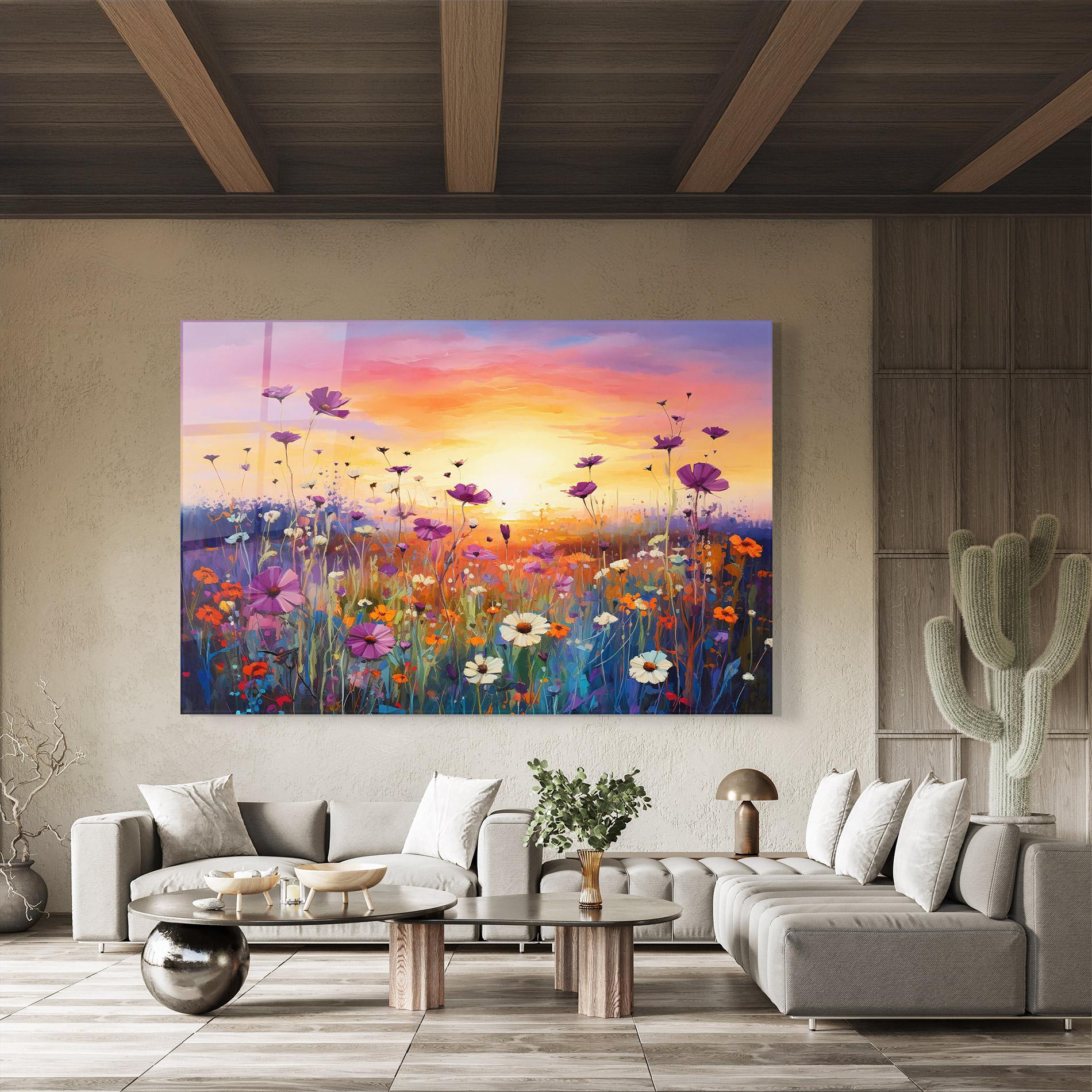 Tablou Sticla Dreamy Field Flowers mockup 8