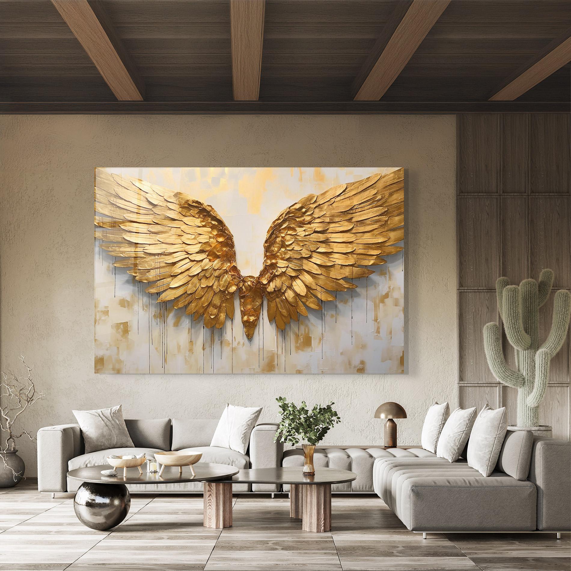Tablou Sticla Golden Wings Art mockup 8