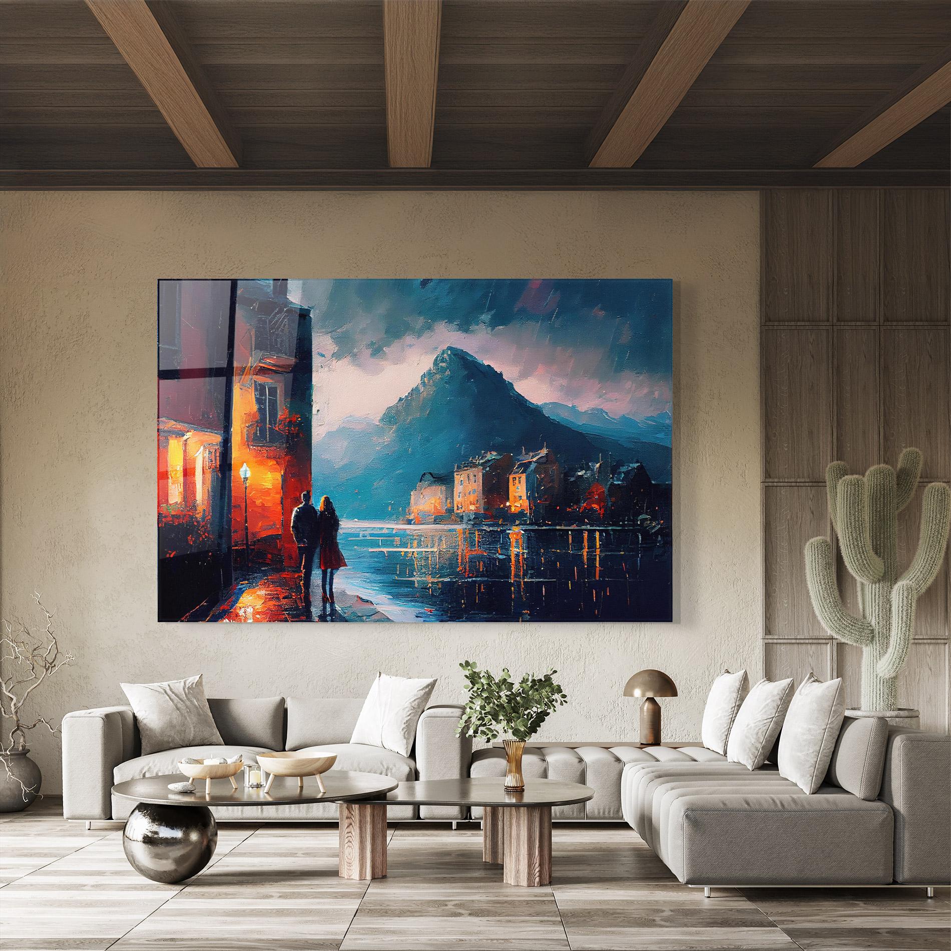 Tablou Sticla Mountain Couple Art mockup 8