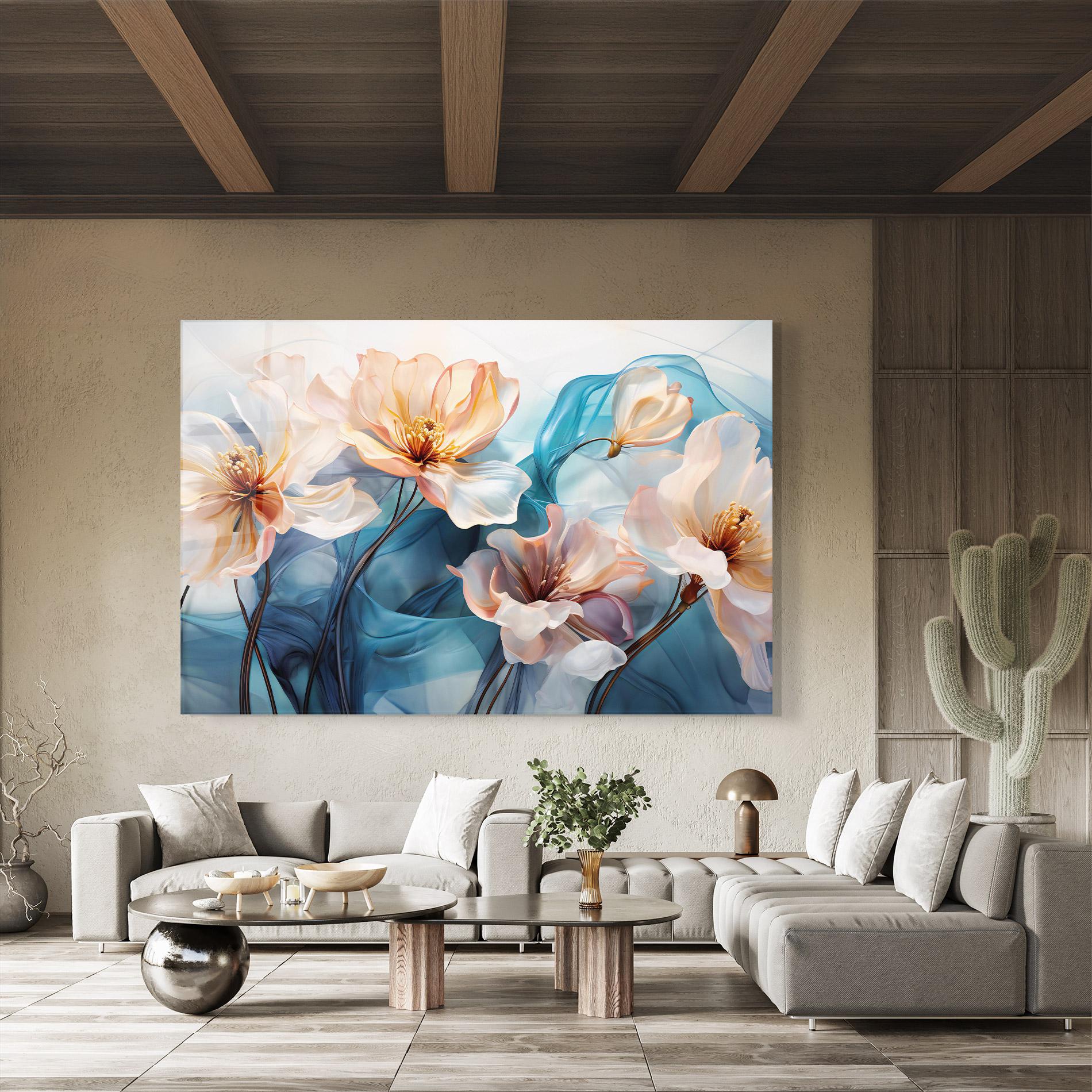 Tablou Sticla Pink Flowers Floating mockup 8