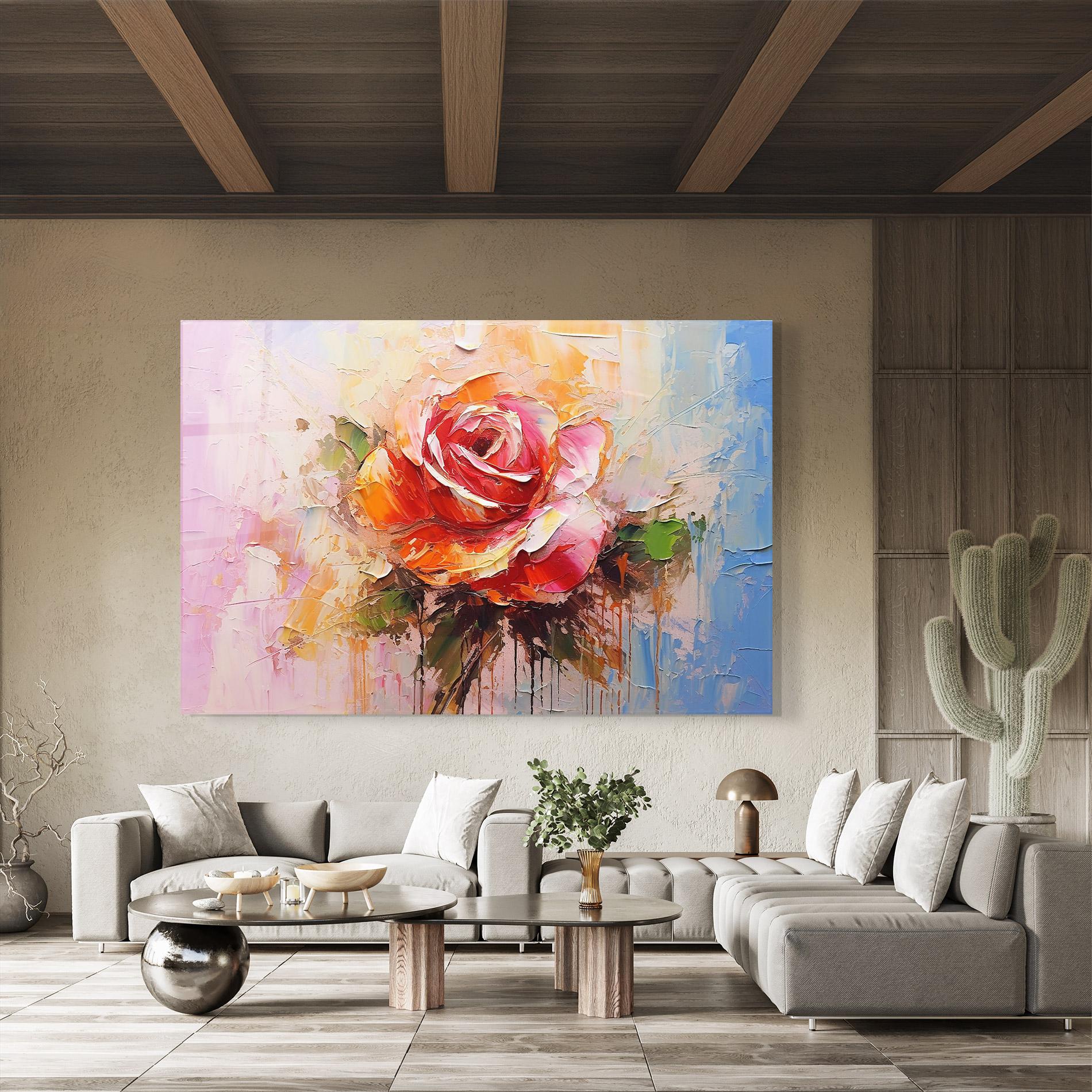 Tablou Sticla Red Pink Orange Art mockup 8