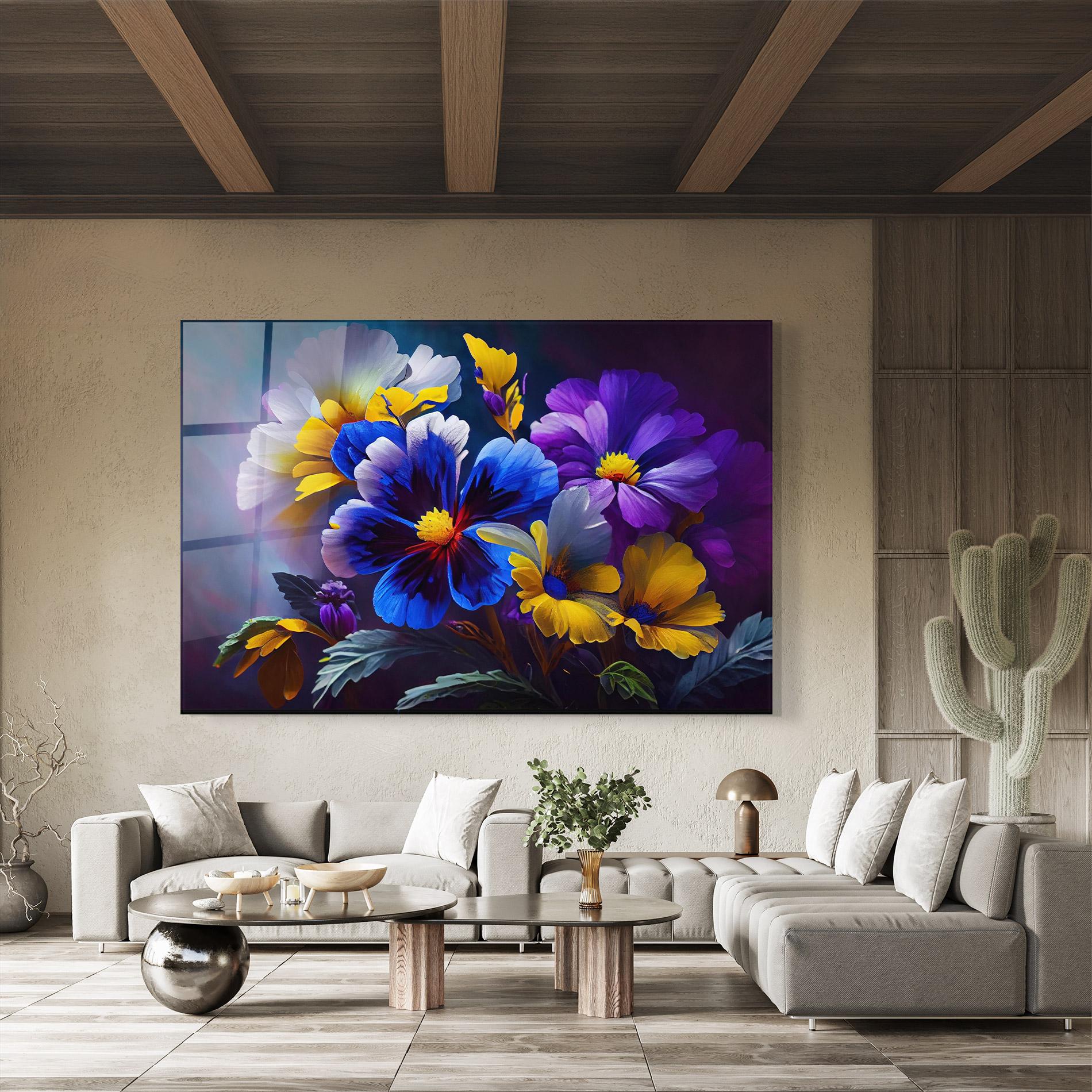 Tablou Sticla Vibrant Floral Art mockup 8