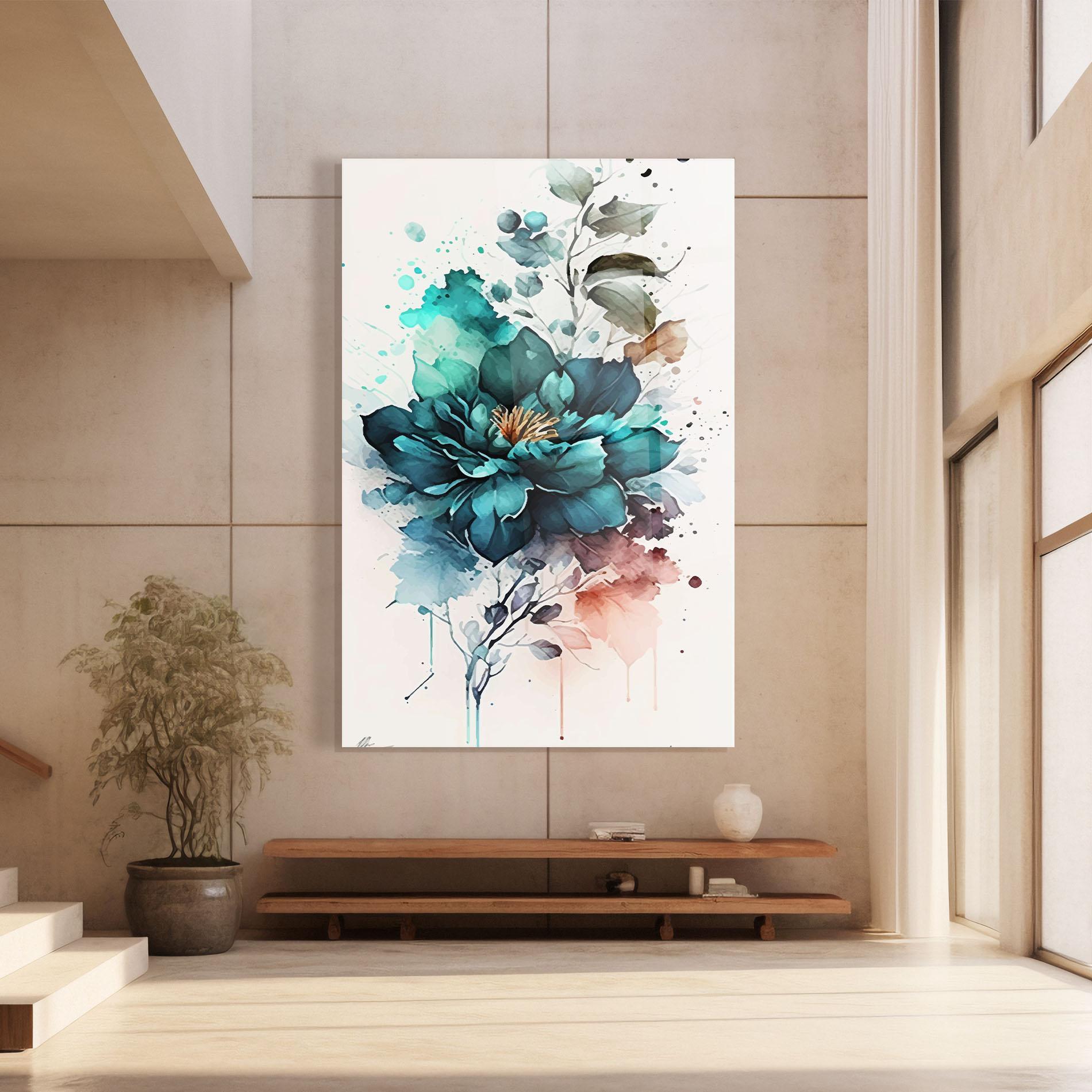 Tablou Sticla Flower Watercolor mockup 8
