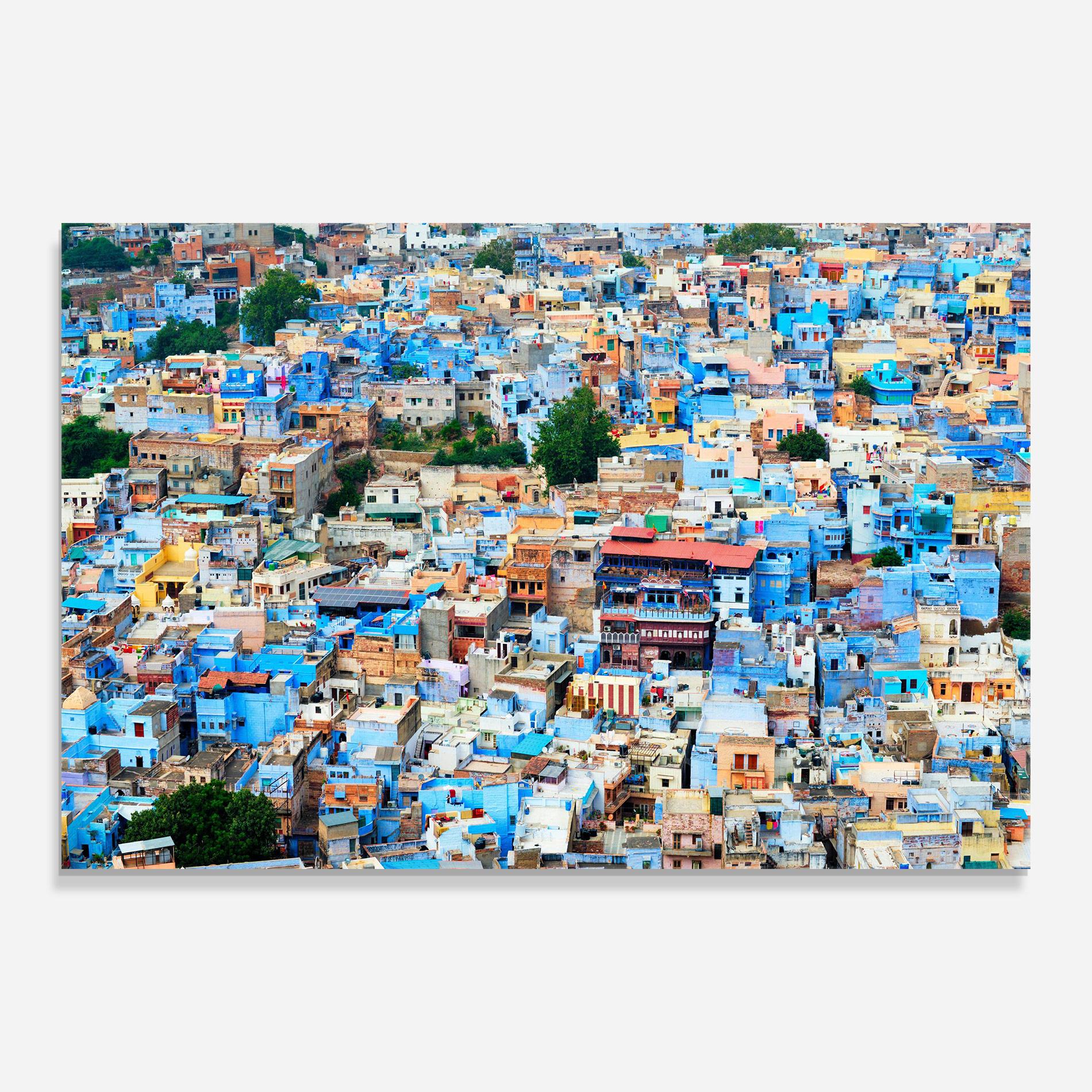 Tablou Sticla Blue City Rajasthan mockup 0