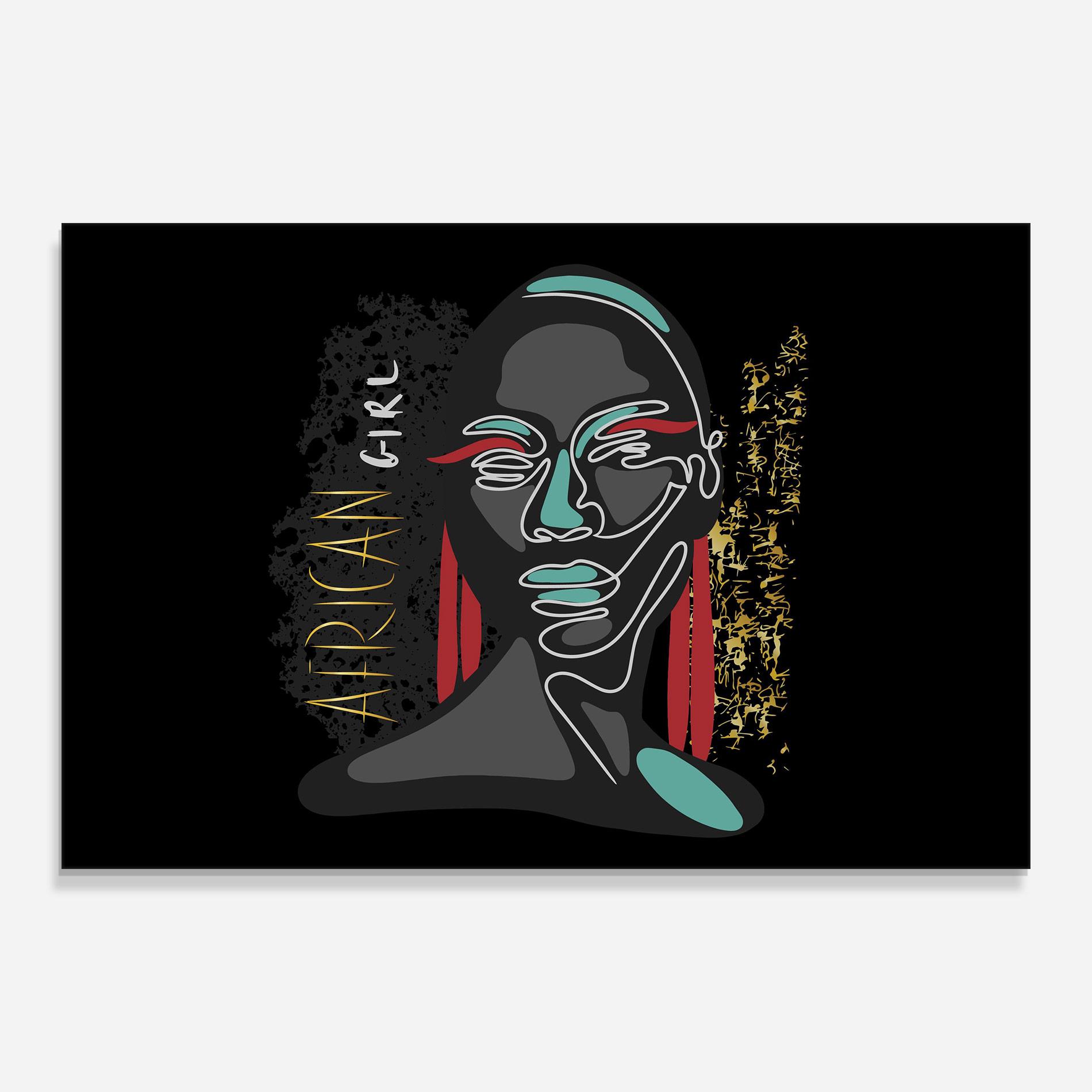 Tablou Sticla Gold African Girl mockup 0