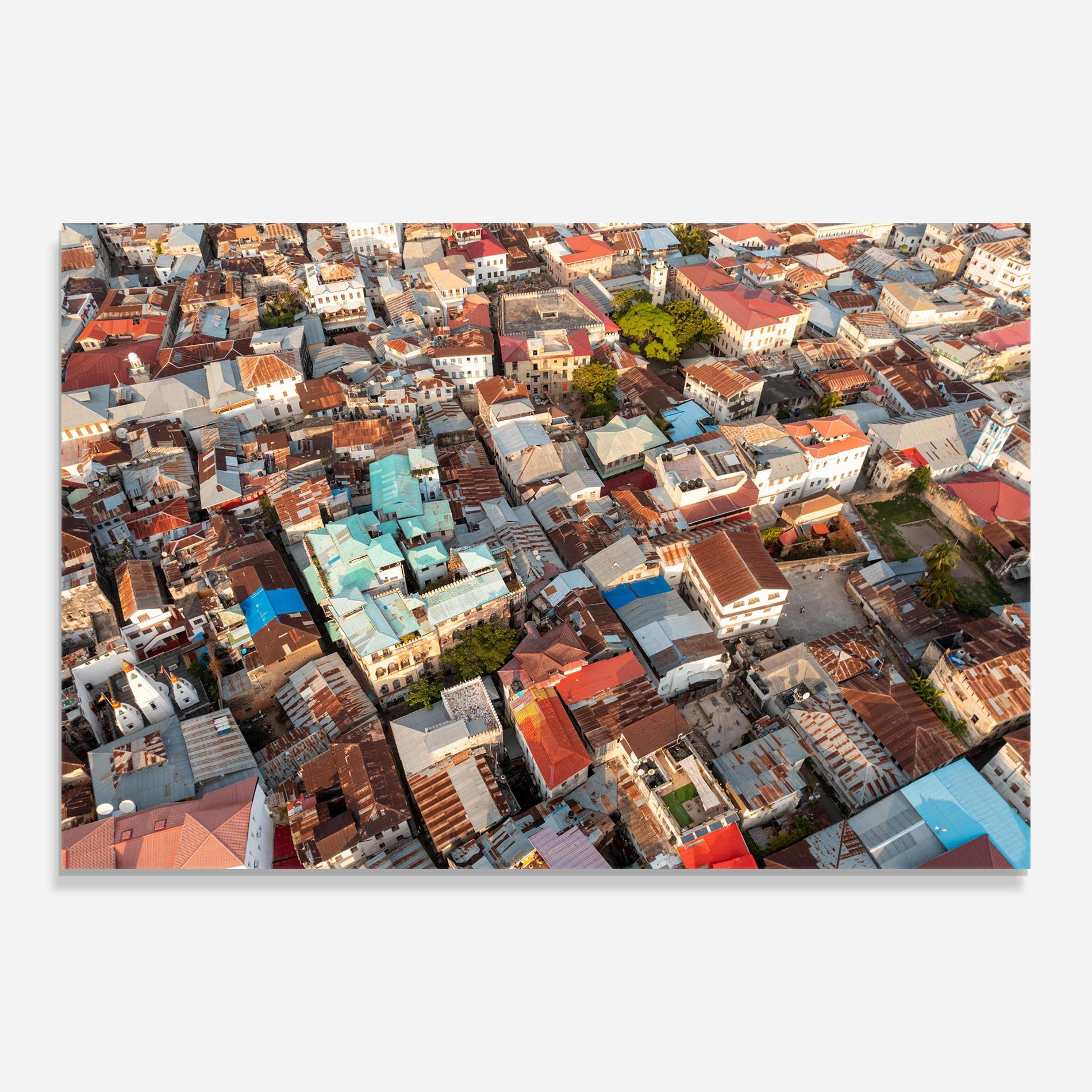 Tablou Sticla Island Tanzania Buildings mockup 0