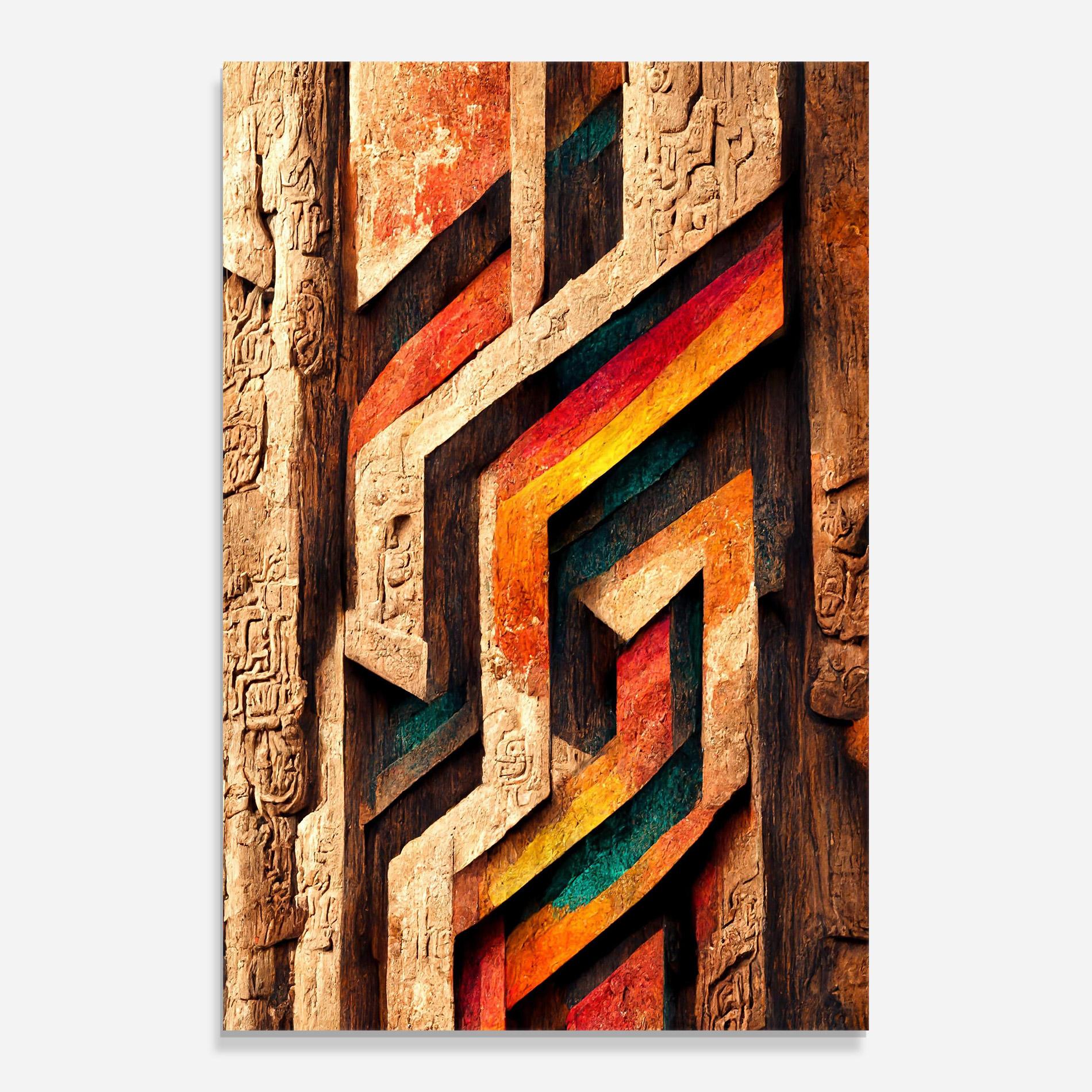 Tablou Sticla Mayan Style Wood mockup 0