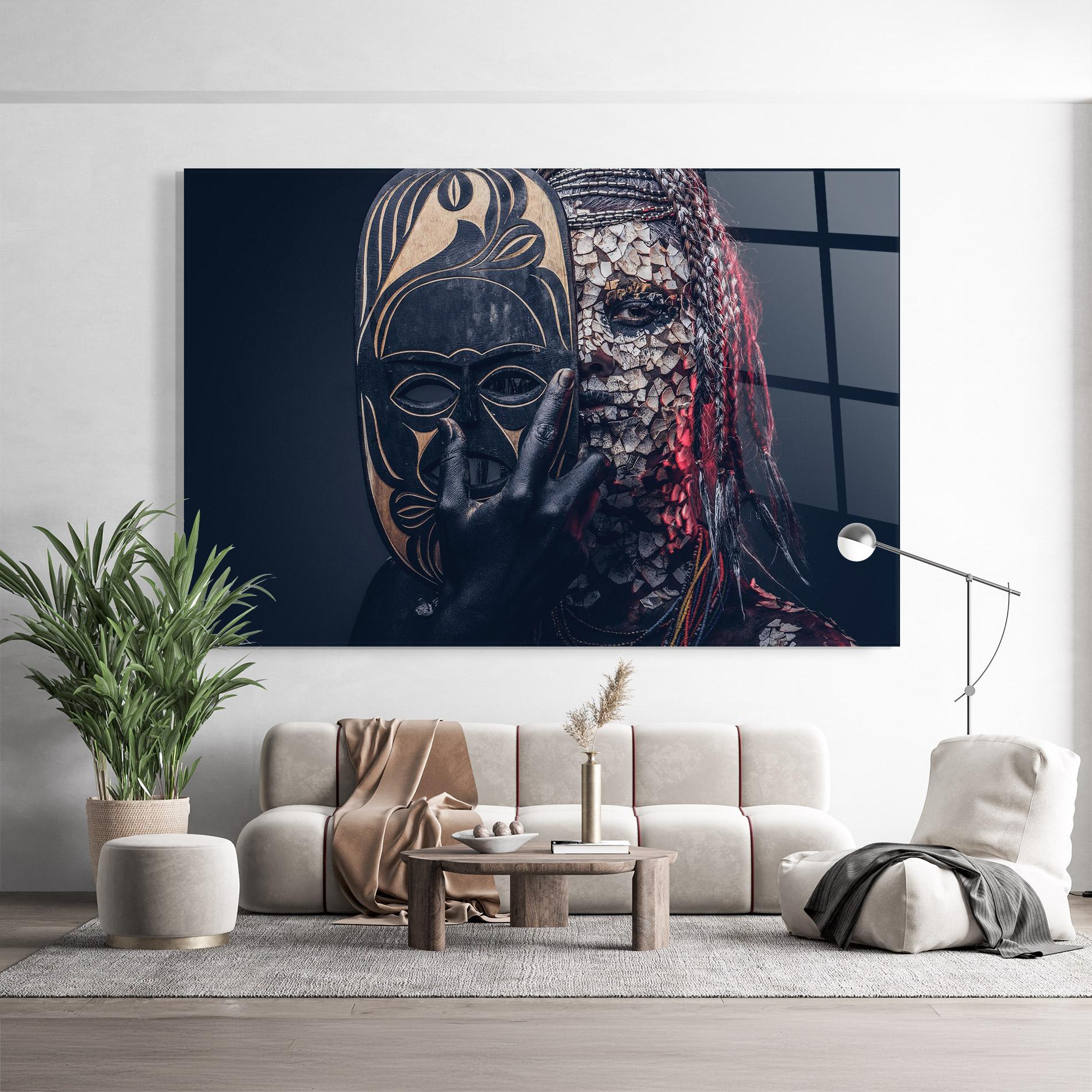 Tablou Sticla African Tribe Costume mockup 9