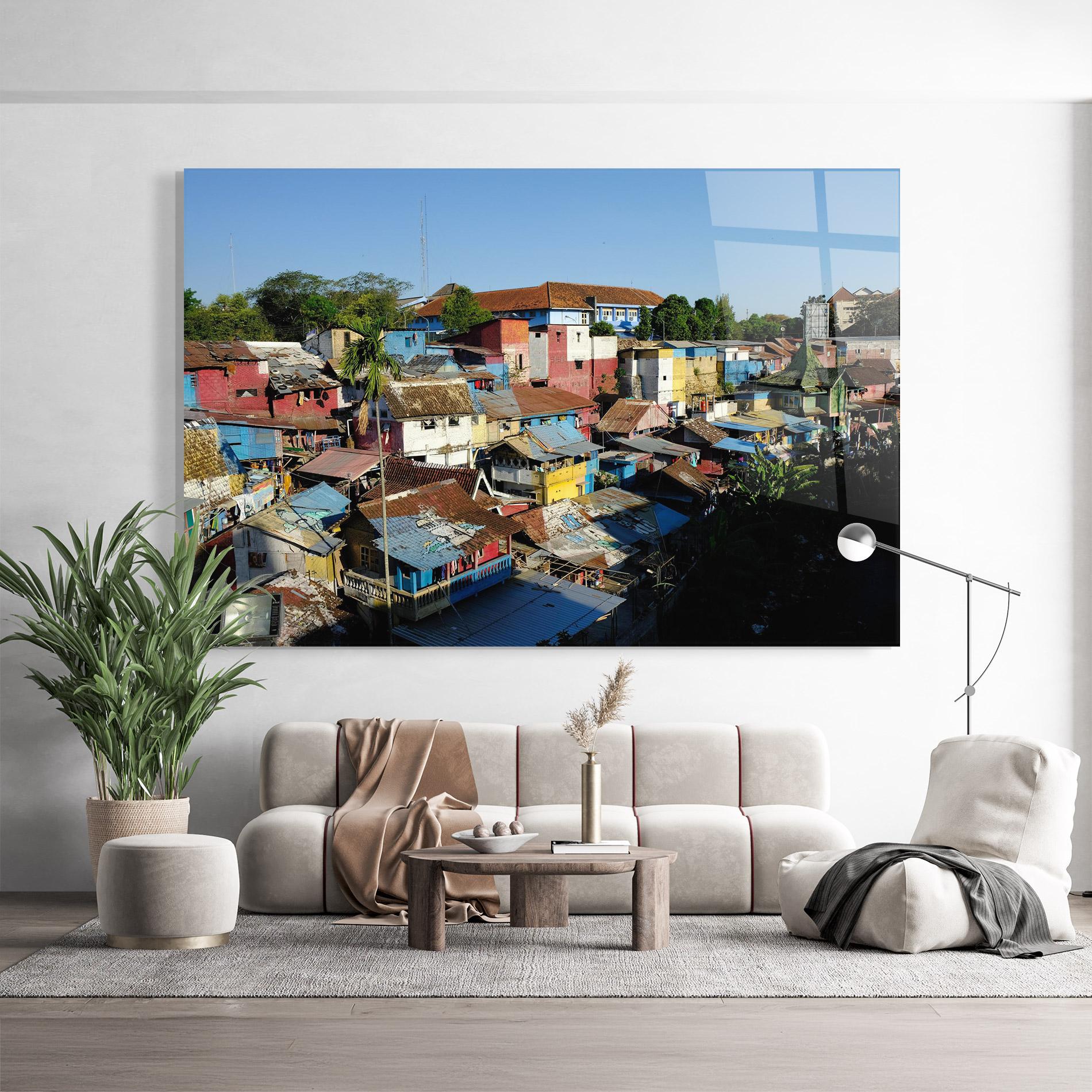 Tablou Sticla Slum Building mockup 9