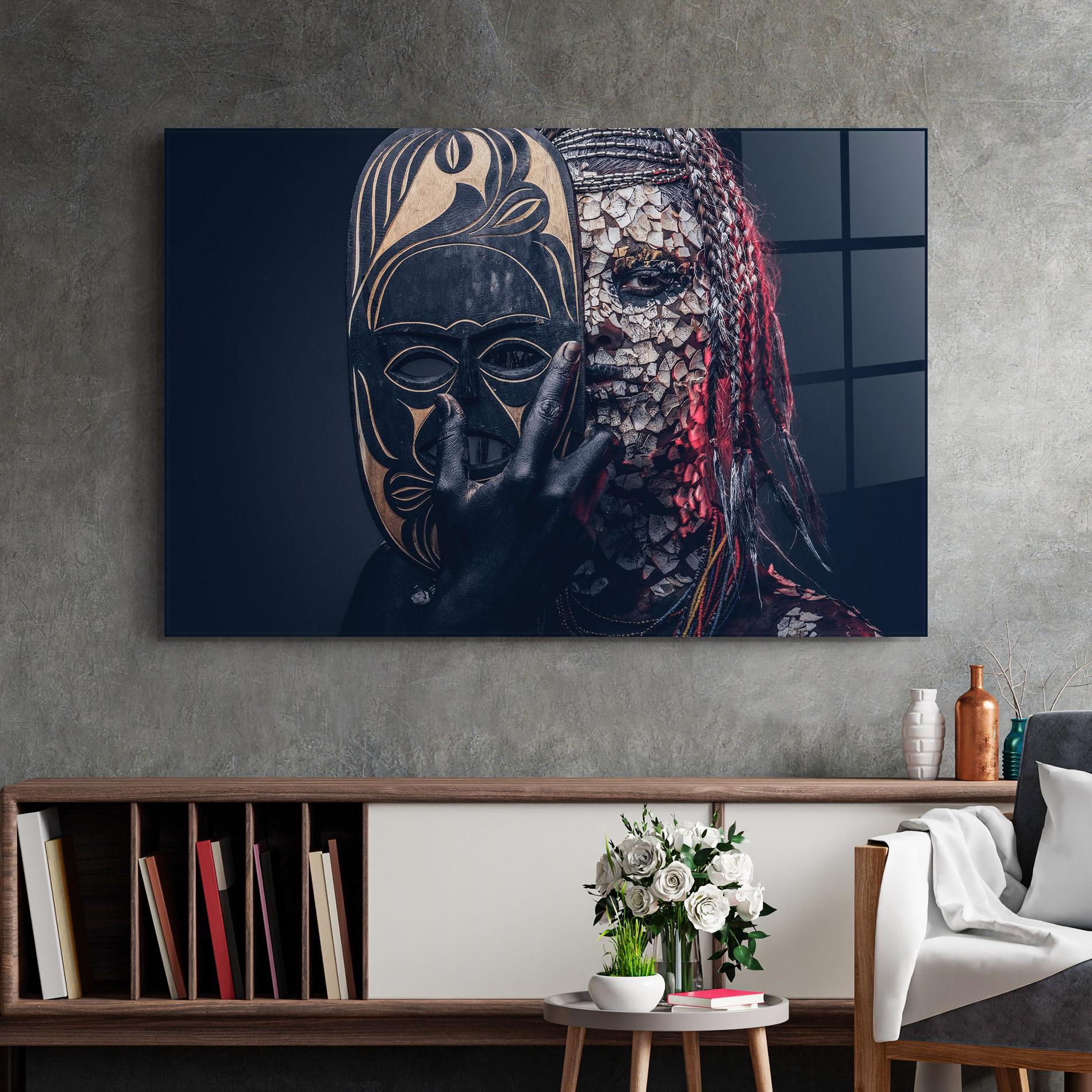 Tablou Sticla African Tribe Costume mockup 2