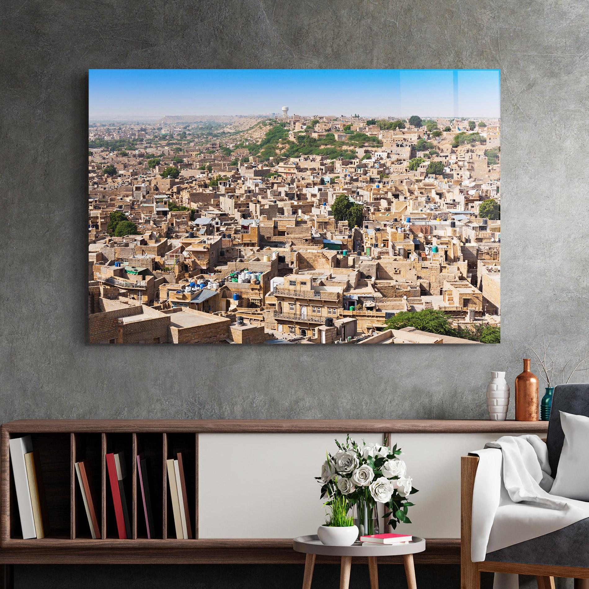 Tablou Sticla Jaisalmer Panorama View mockup 2
