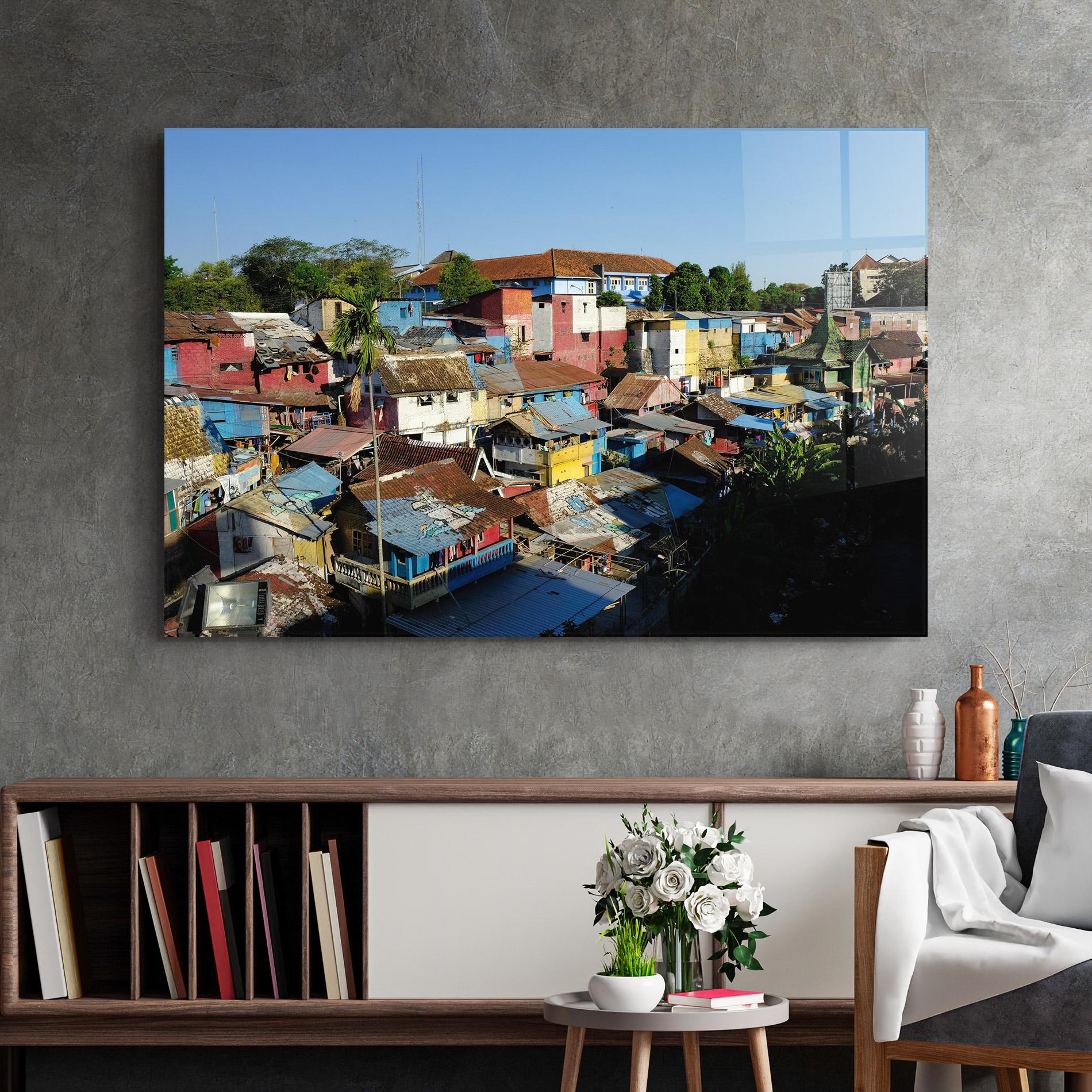 Tablou Sticla Slum Building mockup 2