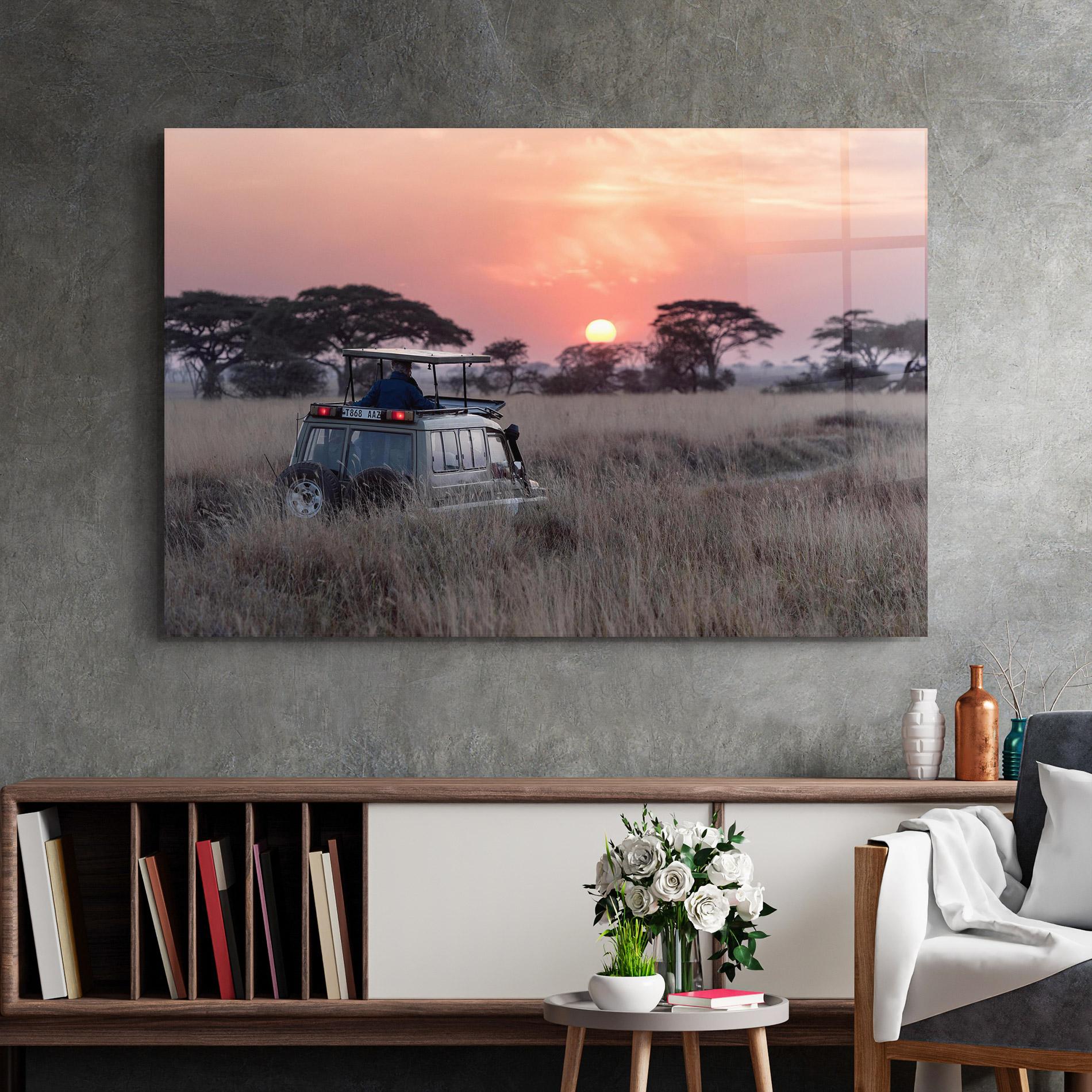 Tablou Sticla Sunset Wild Car mockup 2