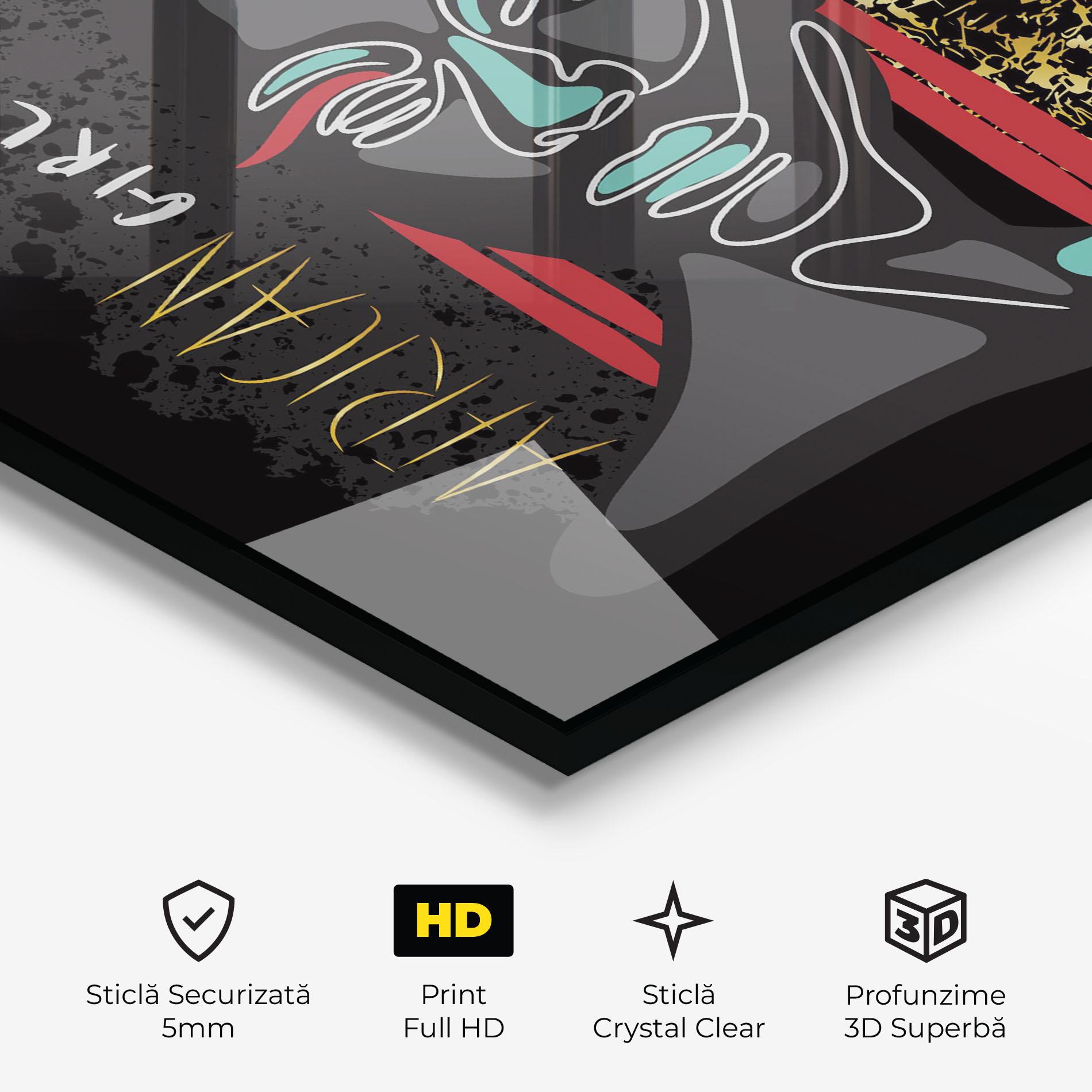 Tablou Sticla Gold African Girl mockup 3