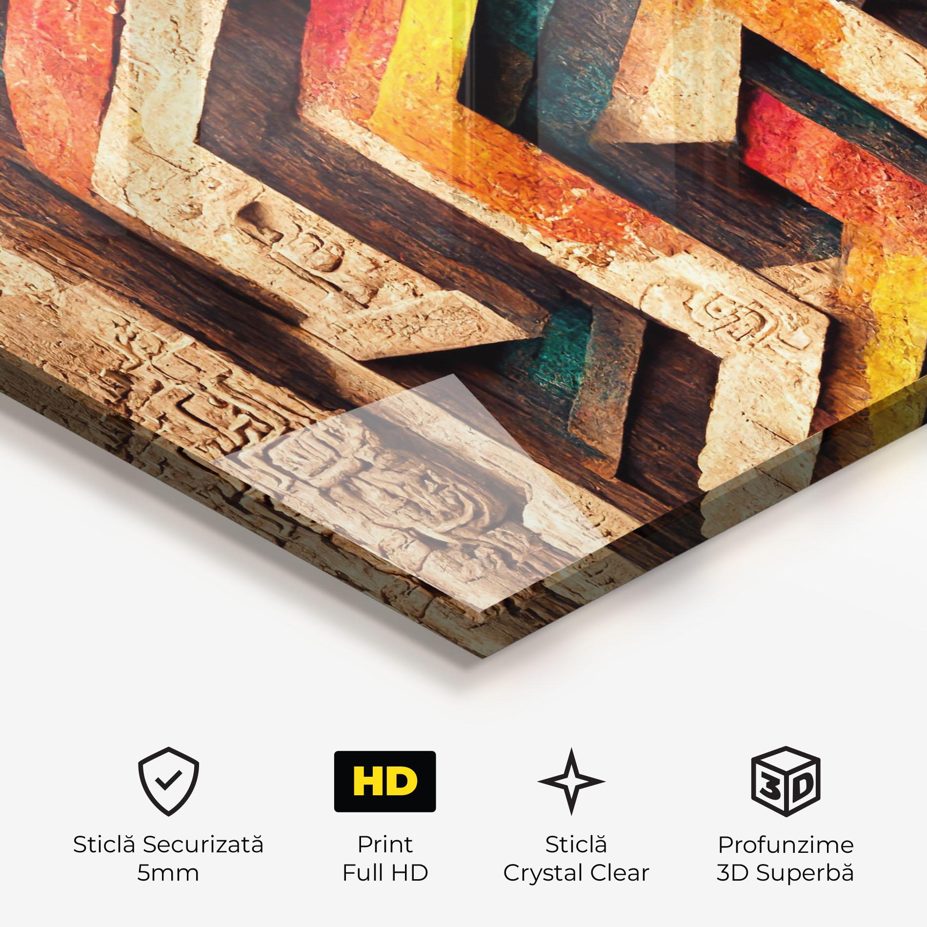 Tablou Sticla Mayan Style Wood mockup 3