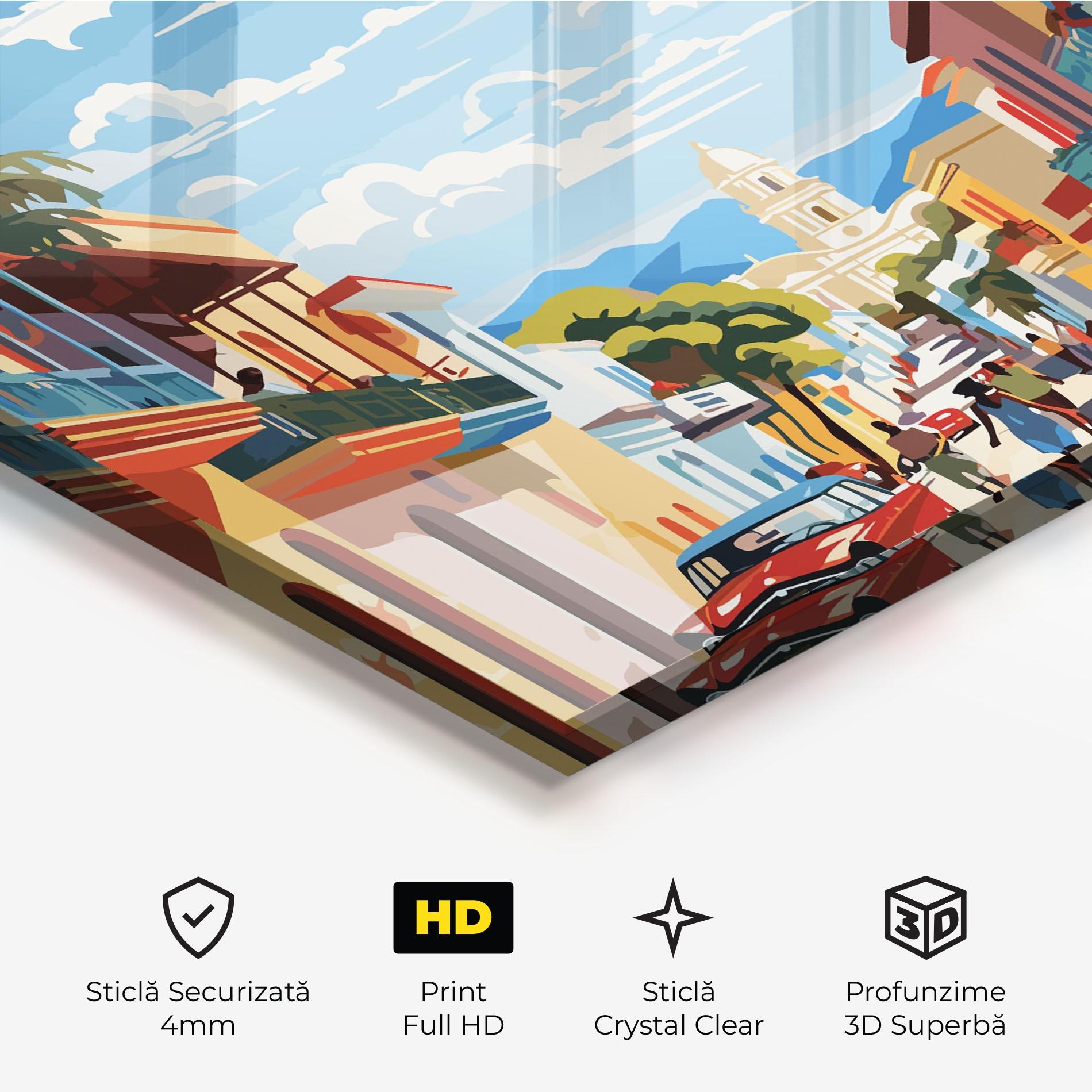 Tablou Sticla African Street mockup 3