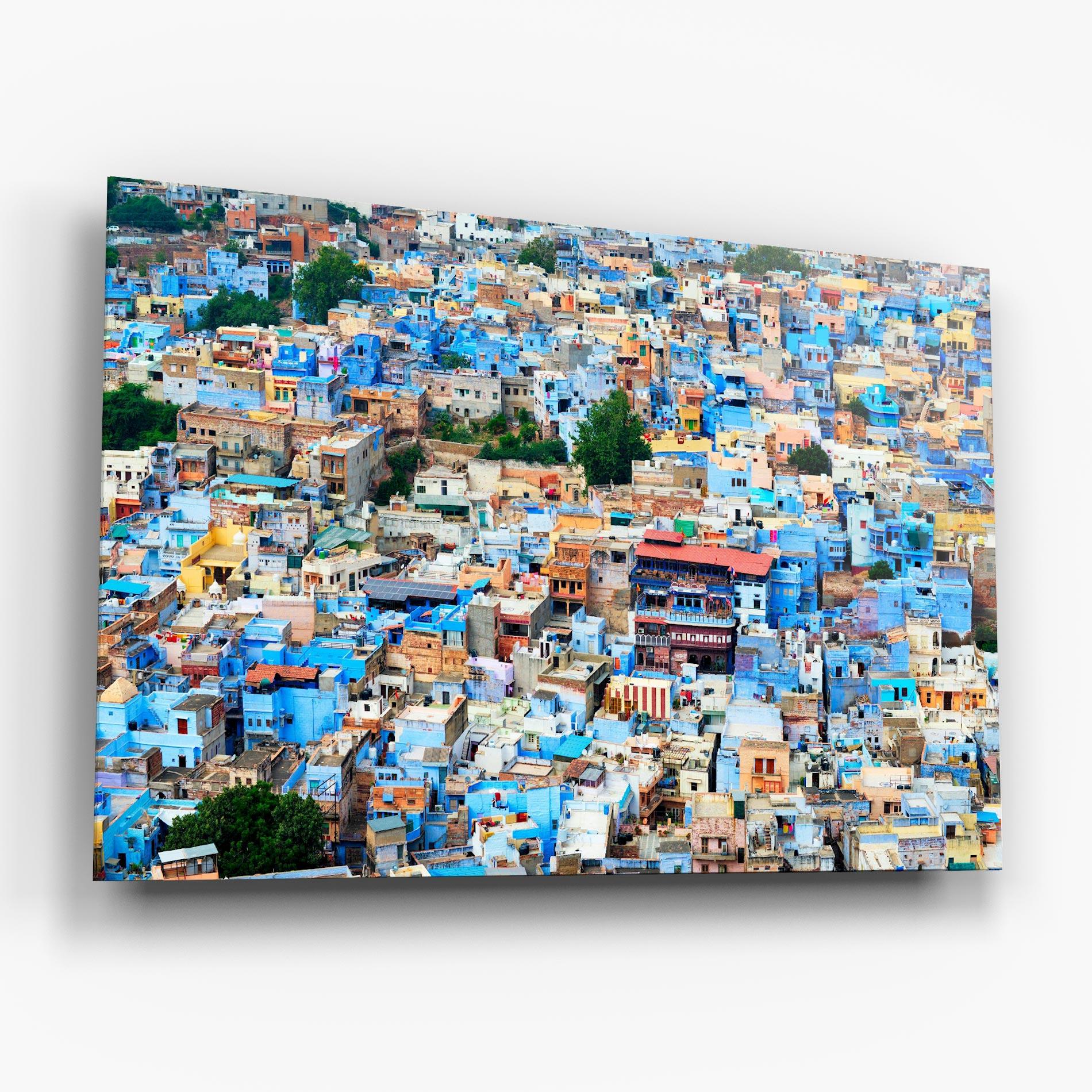 Tablou Sticla Blue City Rajasthan mockup 6