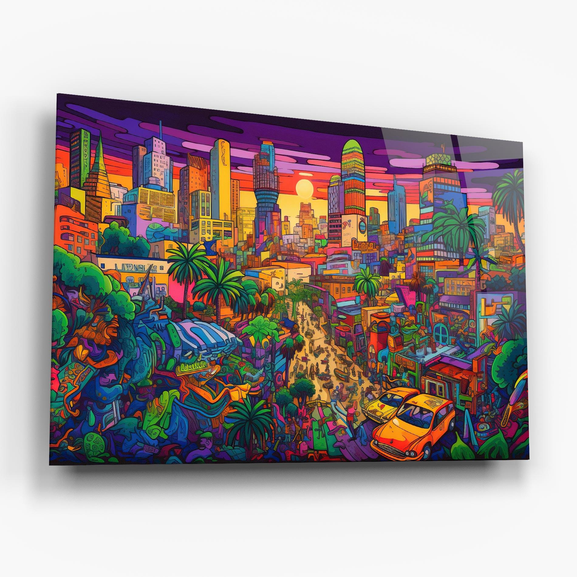 Tablou Sticla Colorful Mural City mockup 6
