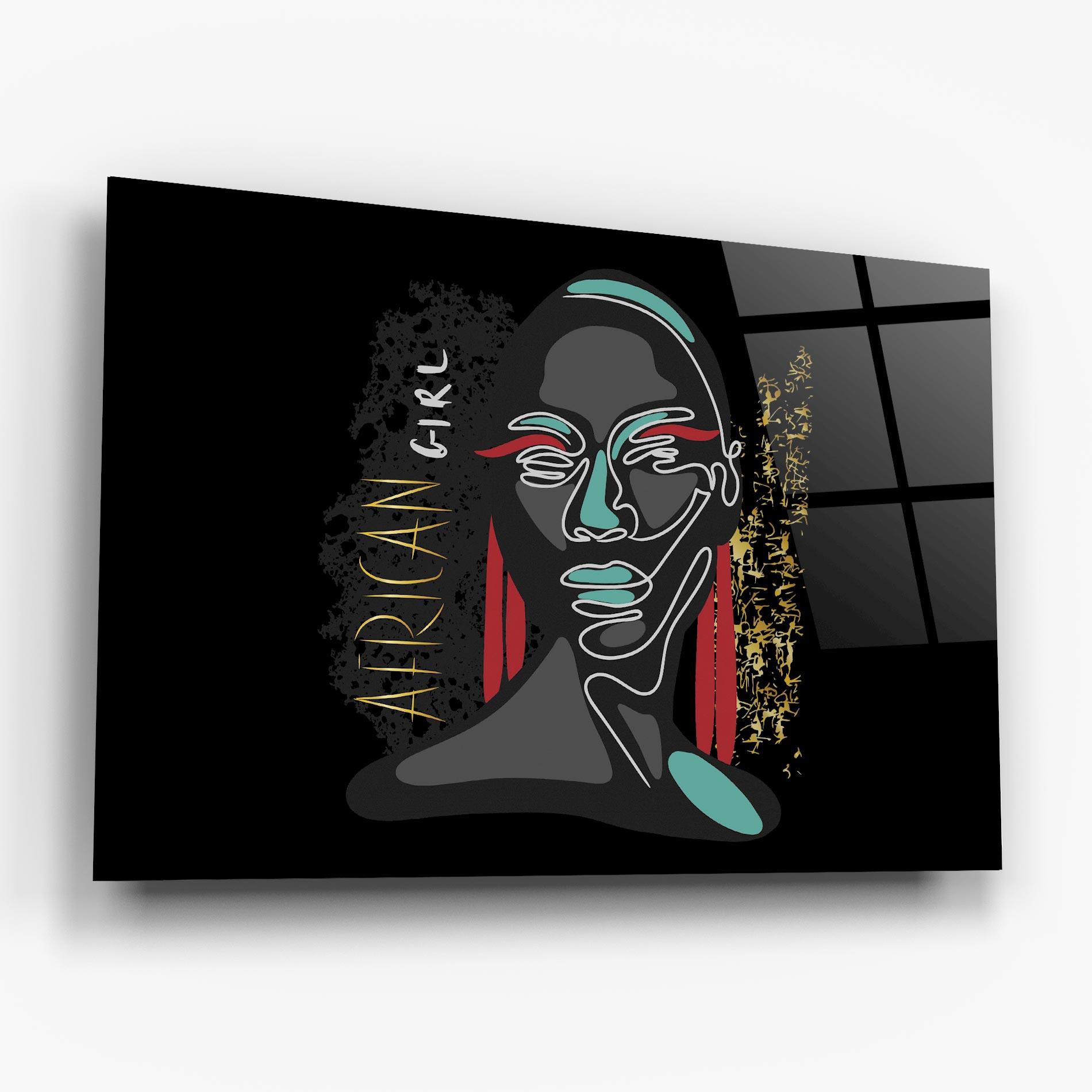 Tablou Sticla Gold African Girl mockup 6