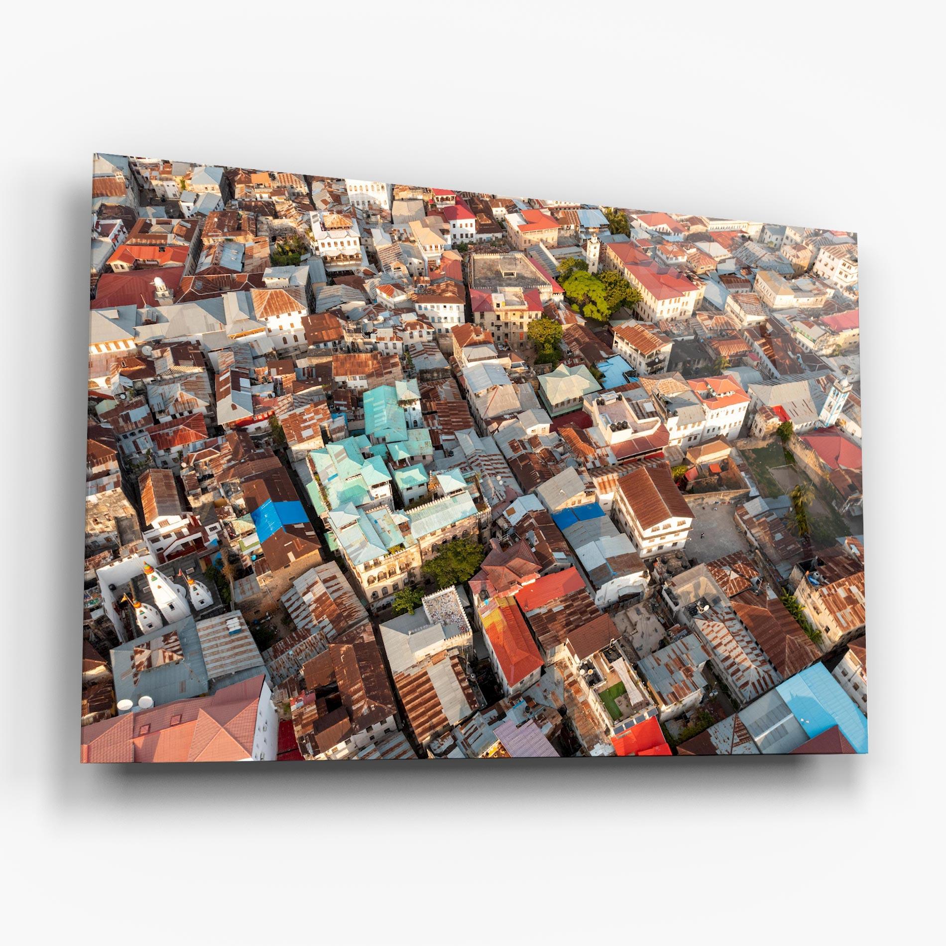 Tablou Sticla Island Tanzania Buildings mockup 6