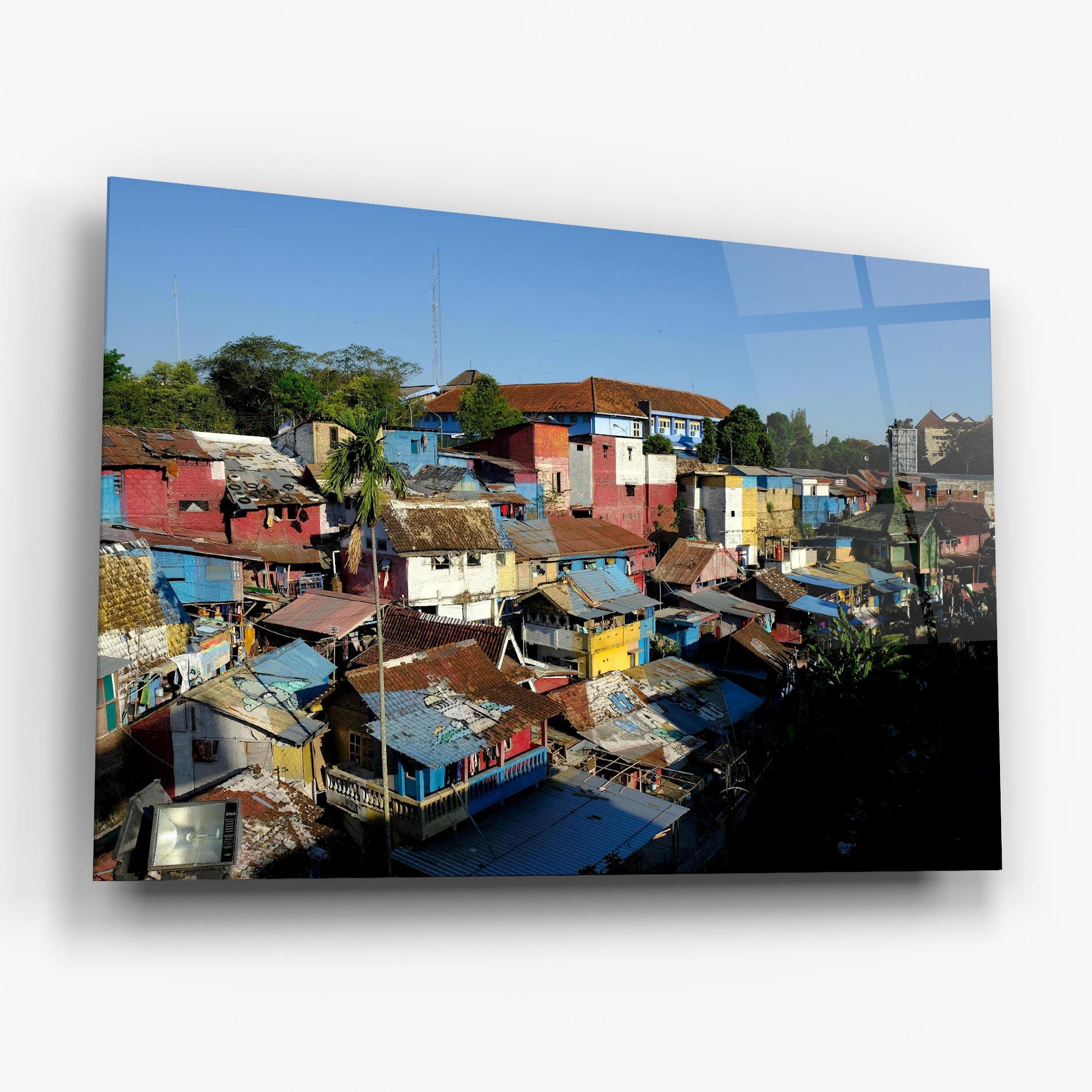 Tablou Sticla Slum Building mockup 6