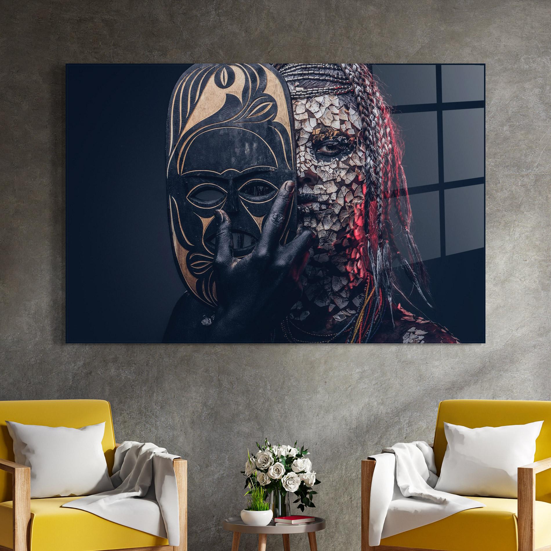 Tablou Sticla African Tribe Costume mockup 4