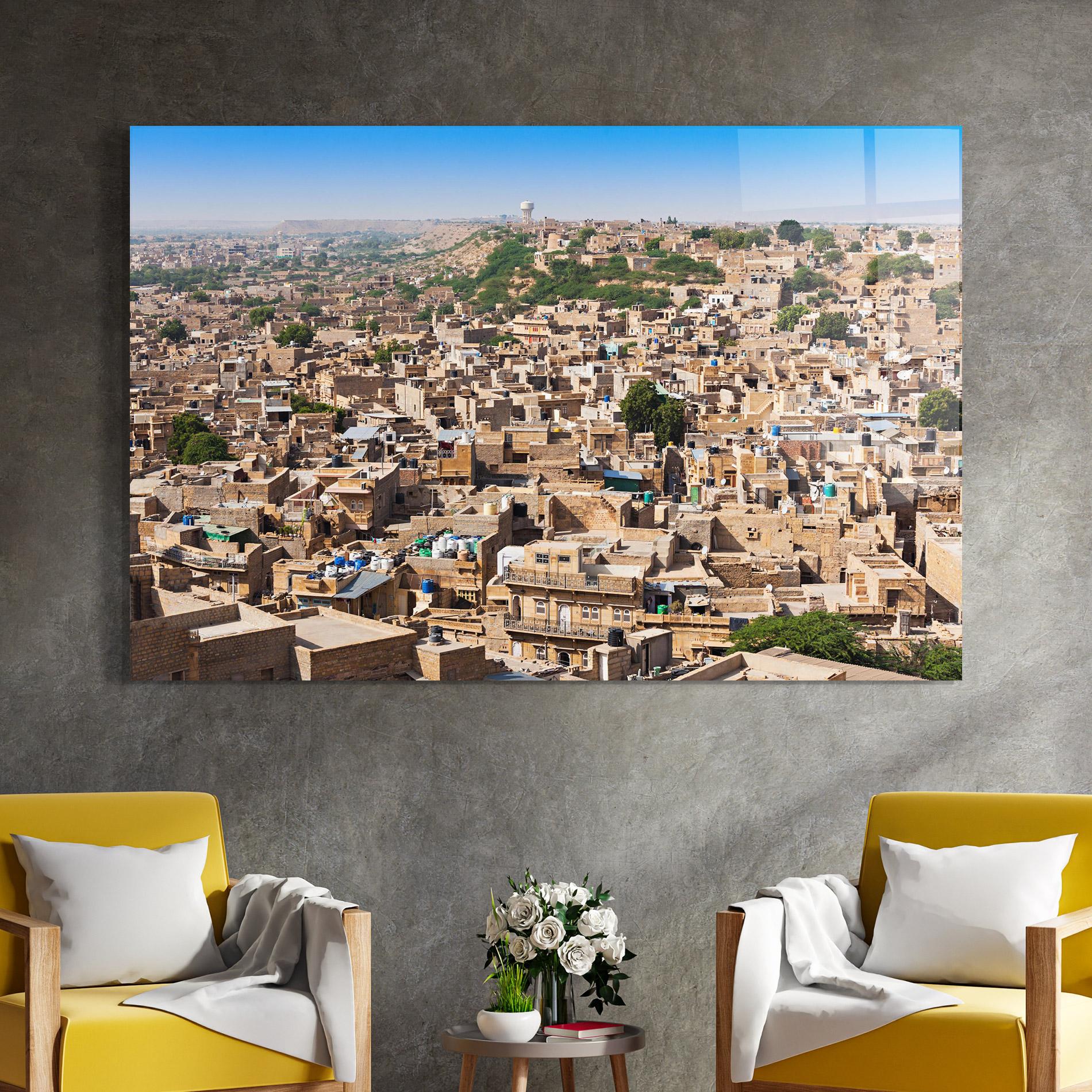 Tablou Sticla Jaisalmer Panorama View mockup 4