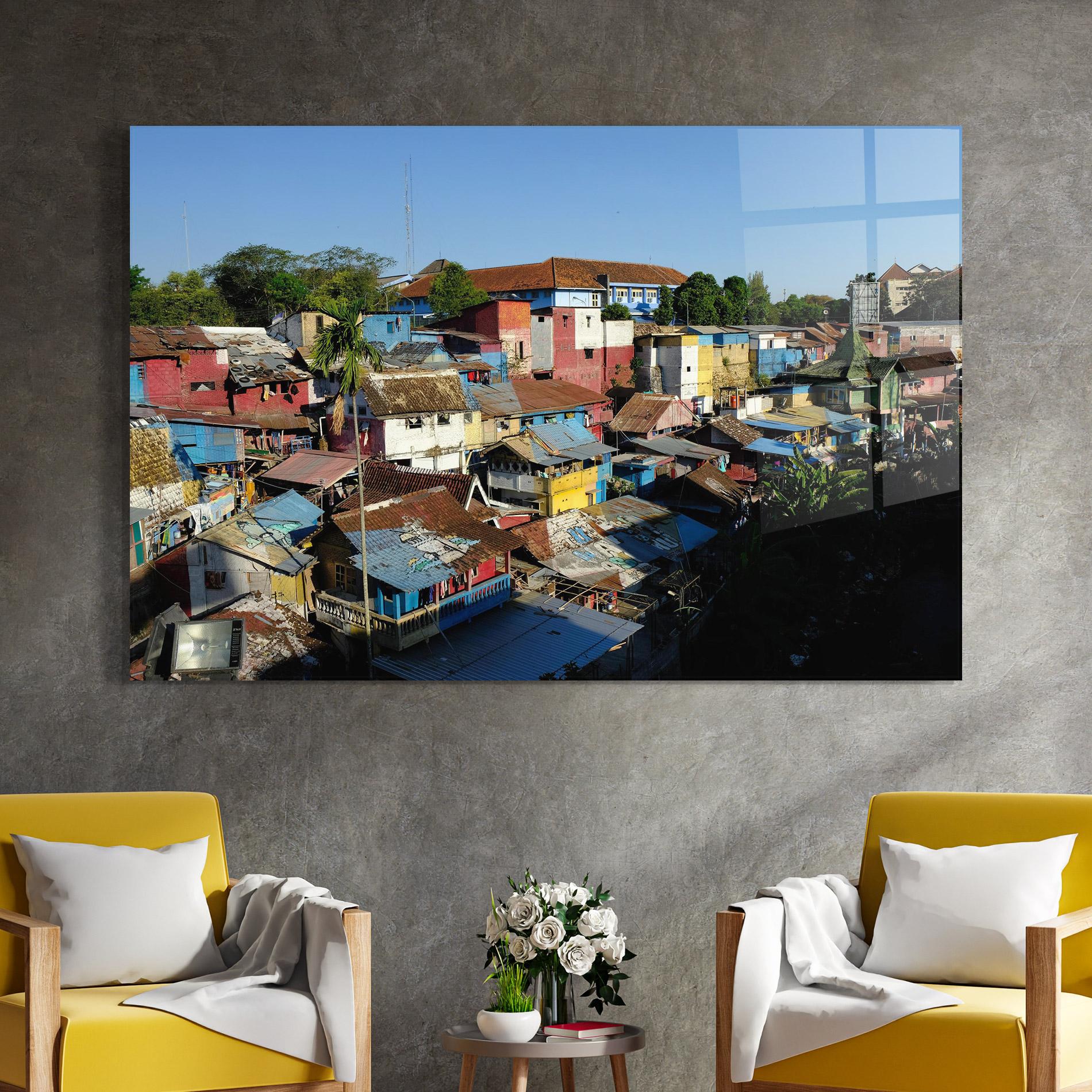 Tablou Sticla Slum Building mockup 4