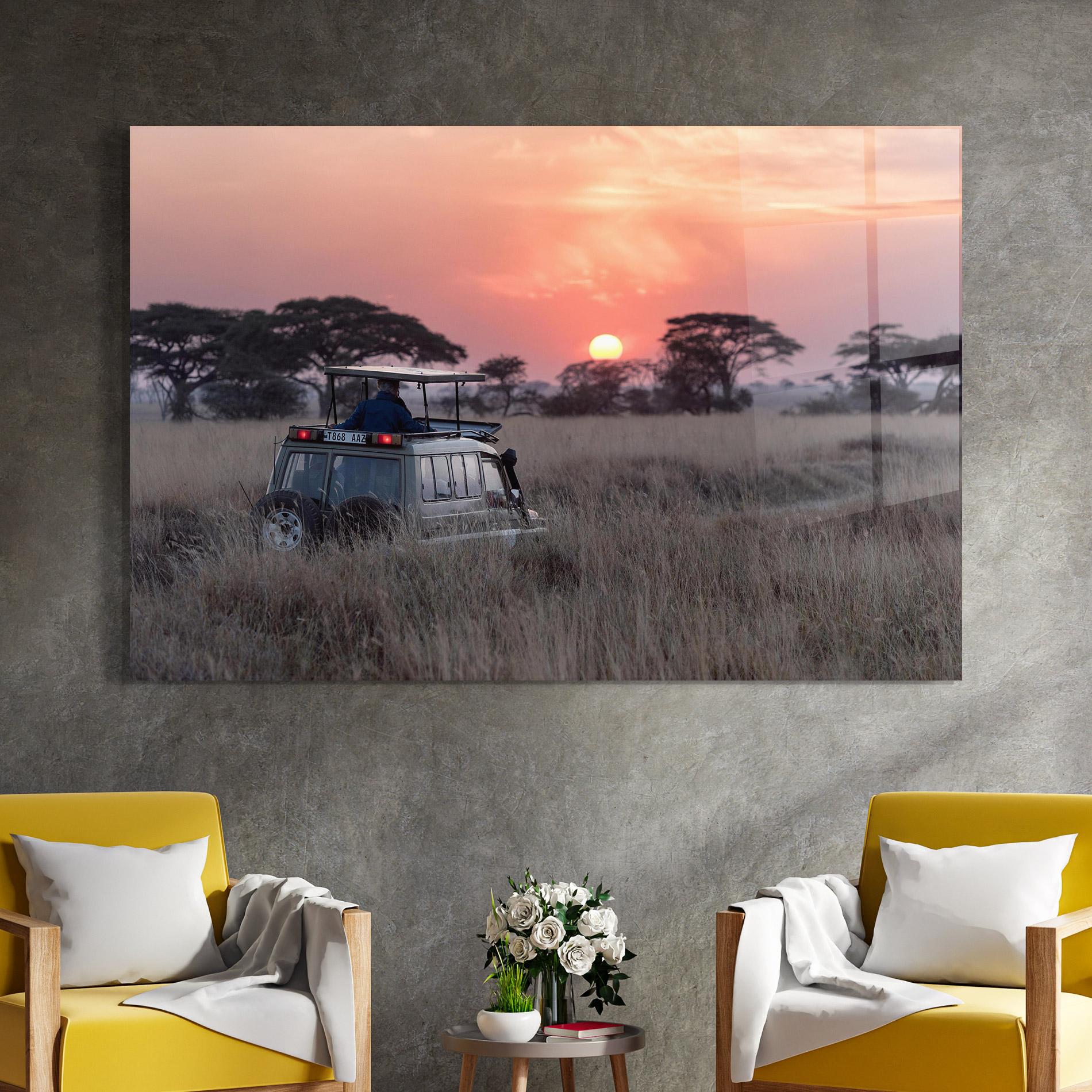 Tablou Sticla Sunset Wild Car mockup 4