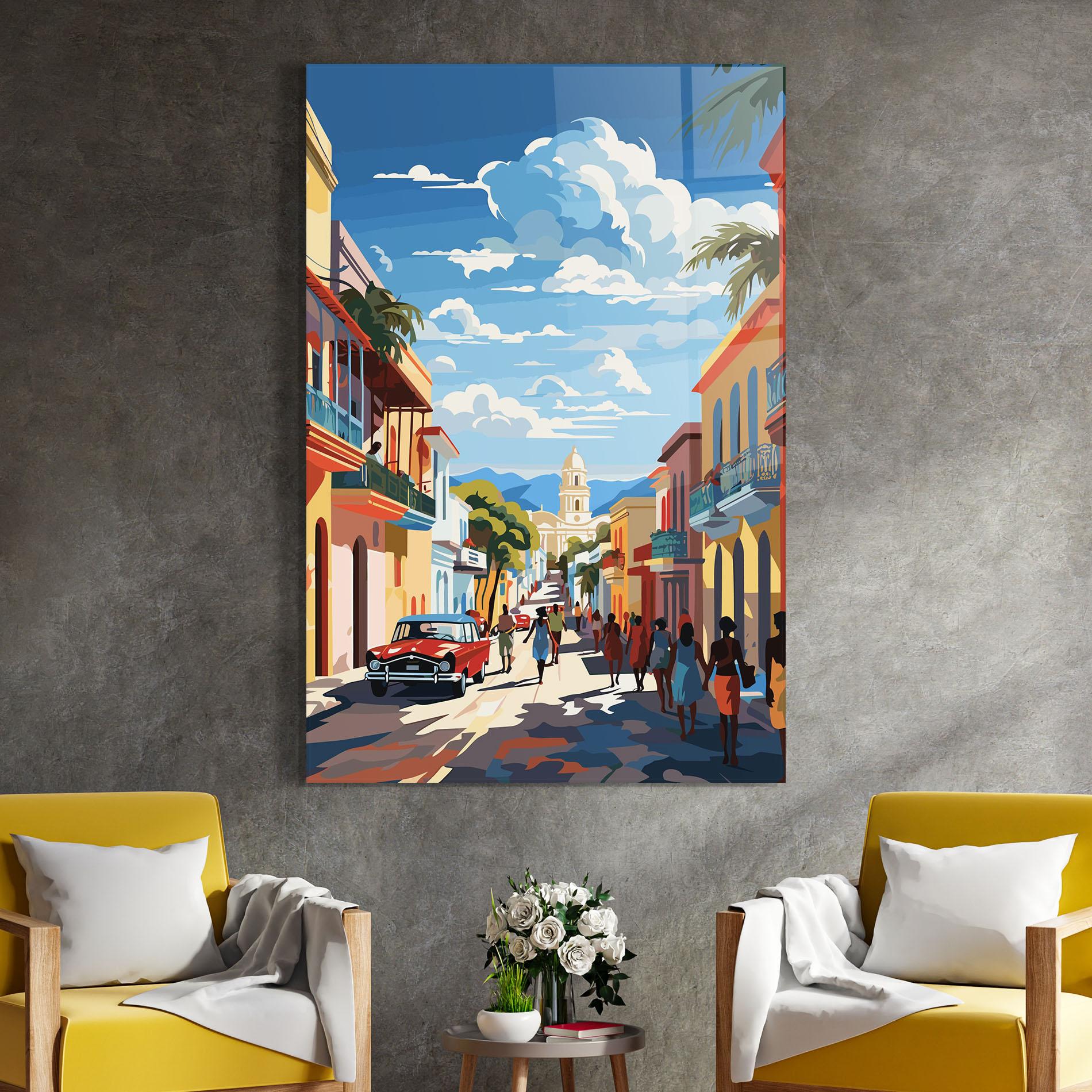 Tablou Sticla African Street mockup 4