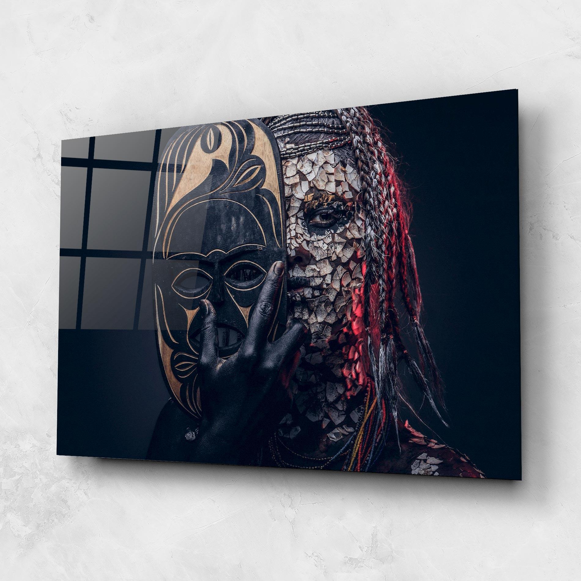 Tablou Sticla African Tribe Costume mockup 1