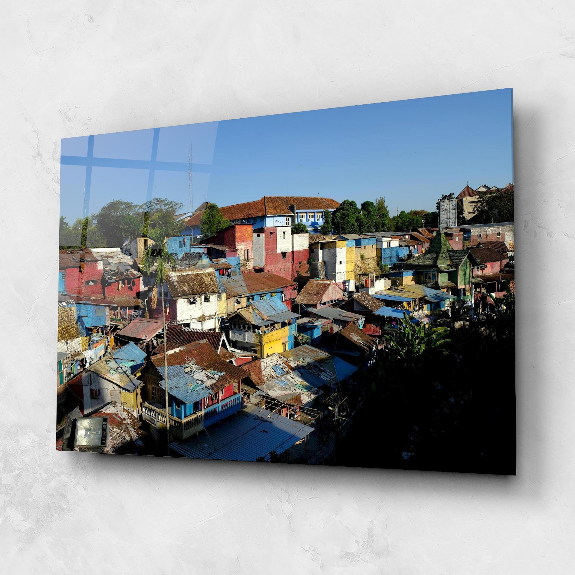 Tablou Sticla Slum Building mockup 1