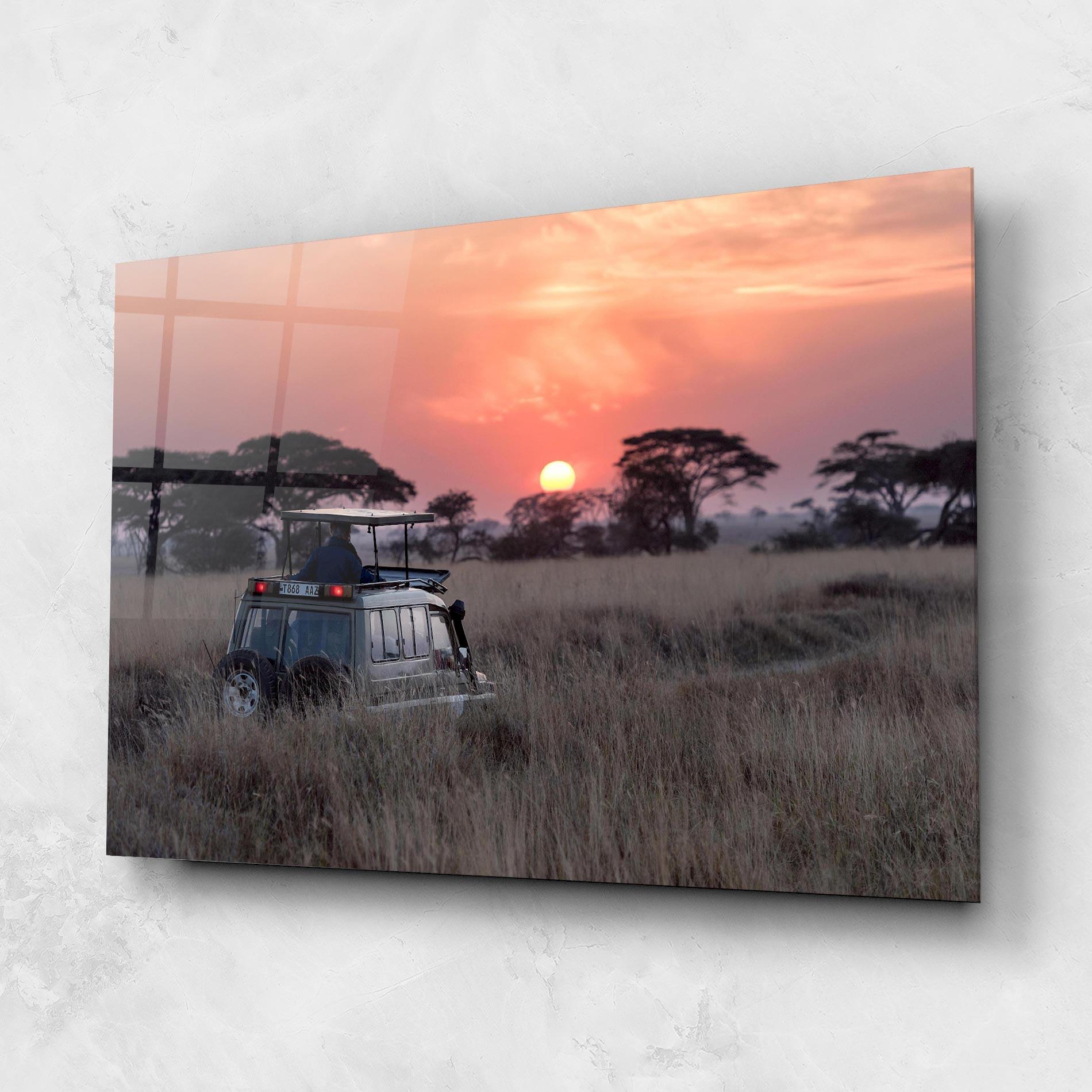 Tablou Sticla Sunset Wild Car mockup 1