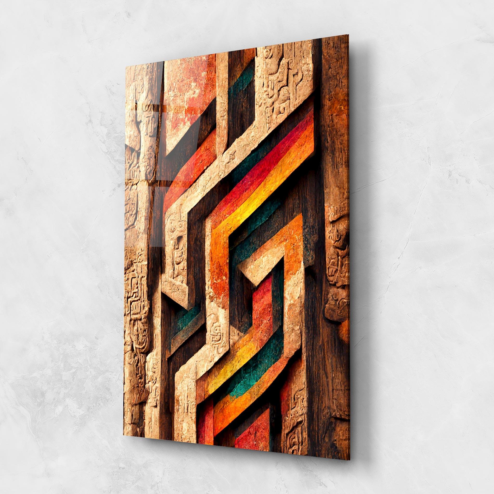 Tablou Sticla Mayan Style Wood mockup 1