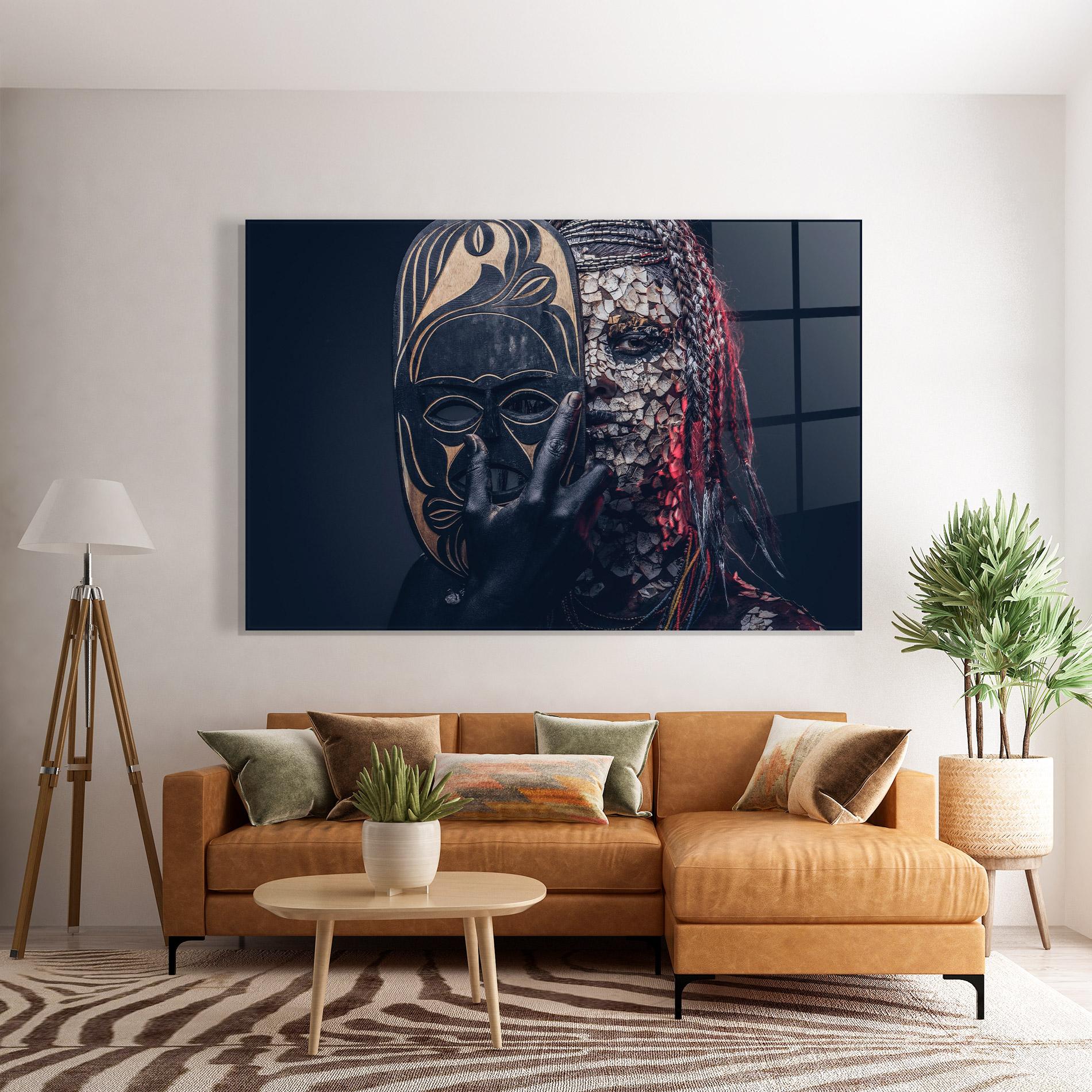 Tablou Sticla African Tribe Costume mockup 7