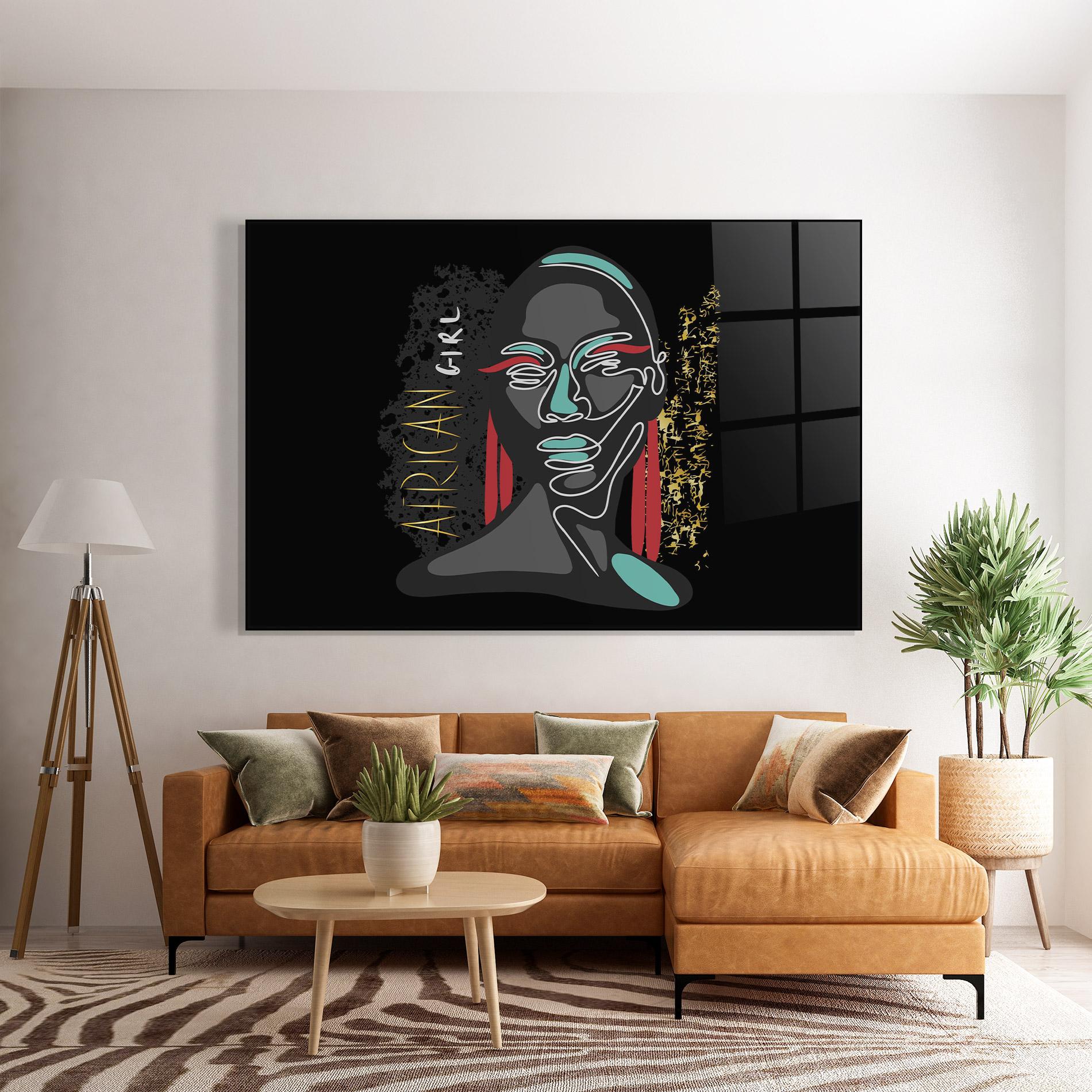 Tablou Sticla Gold African Girl mockup 7
