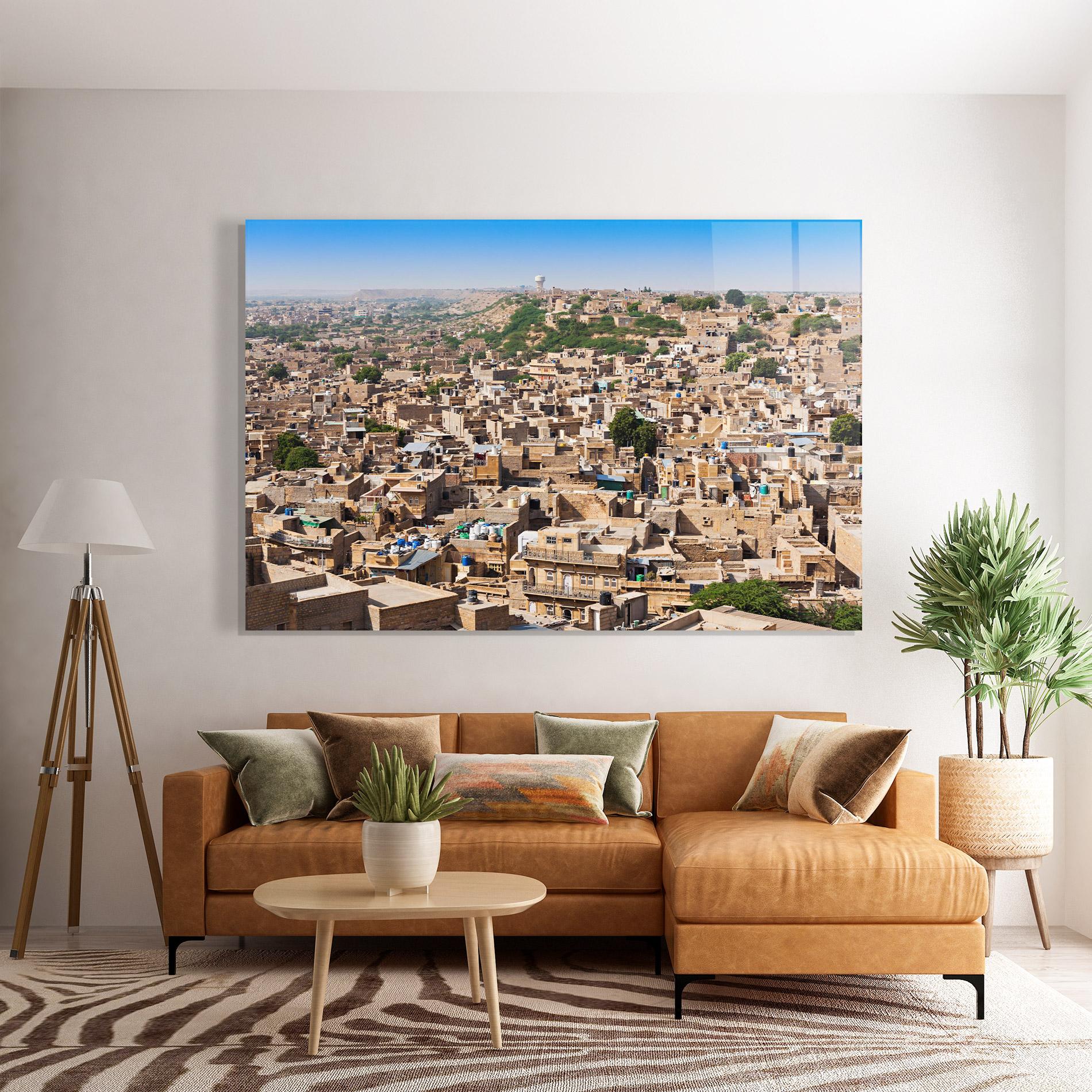 Tablou Sticla Jaisalmer Panorama View mockup 7