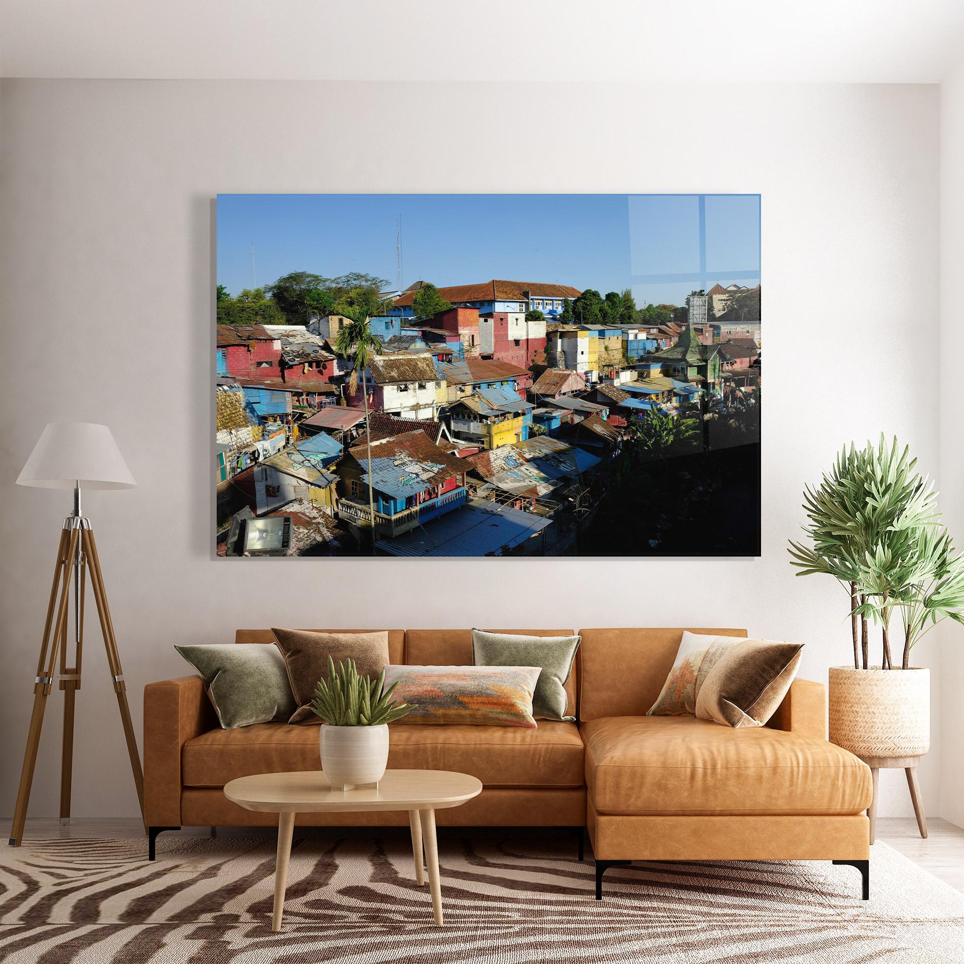 Tablou Sticla Slum Building mockup 7