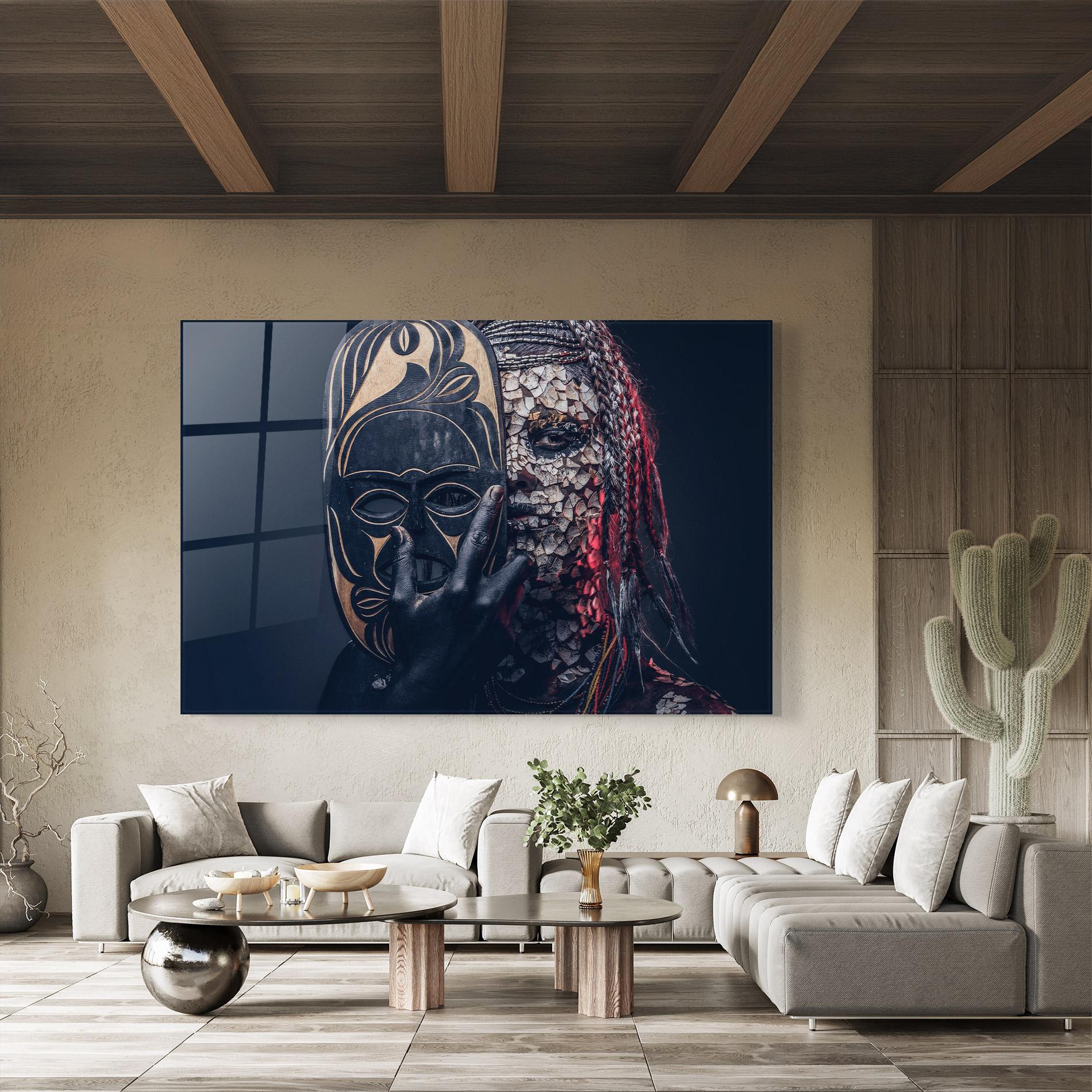 Tablou Sticla African Tribe Costume mockup 8