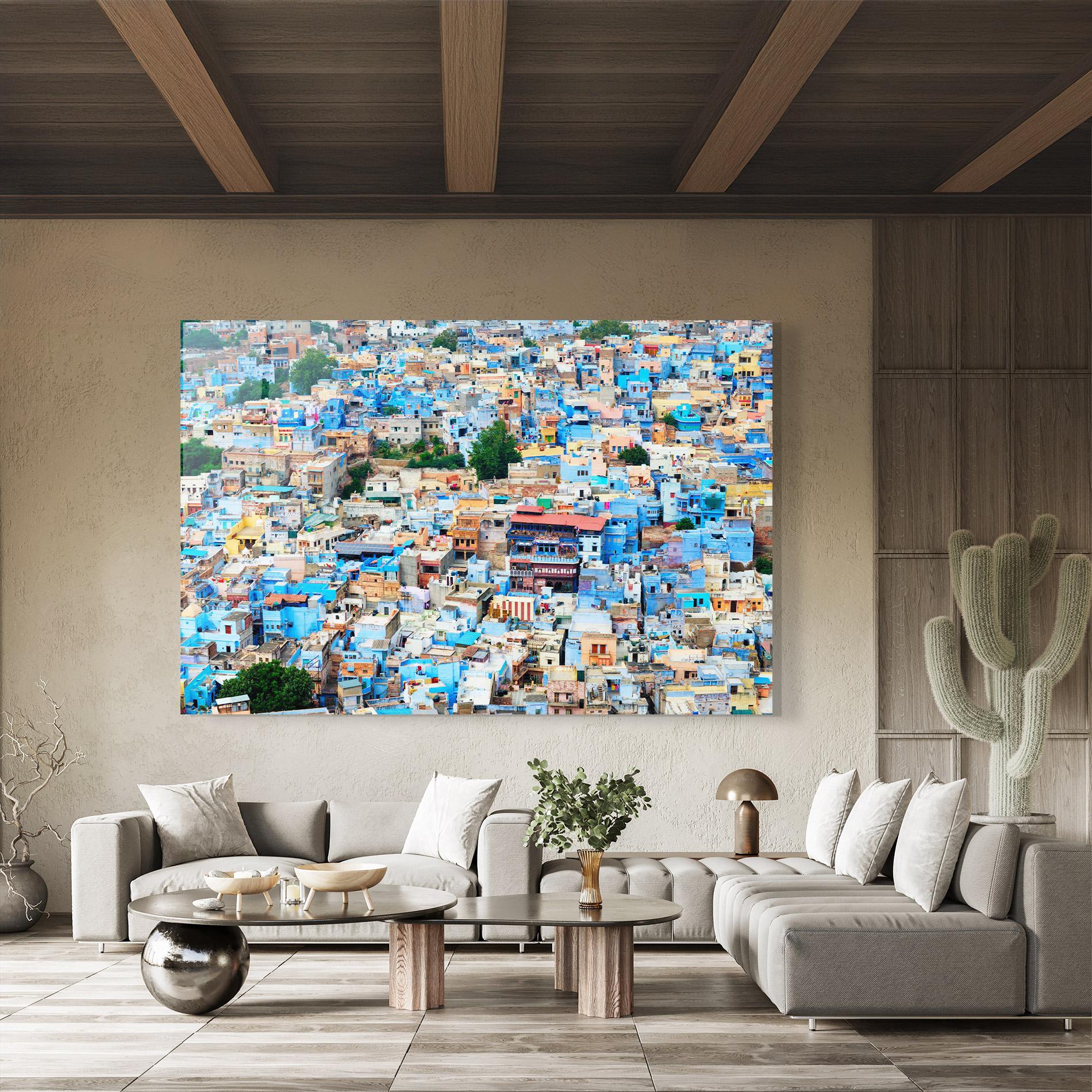 Tablou Sticla Blue City Rajasthan mockup 8