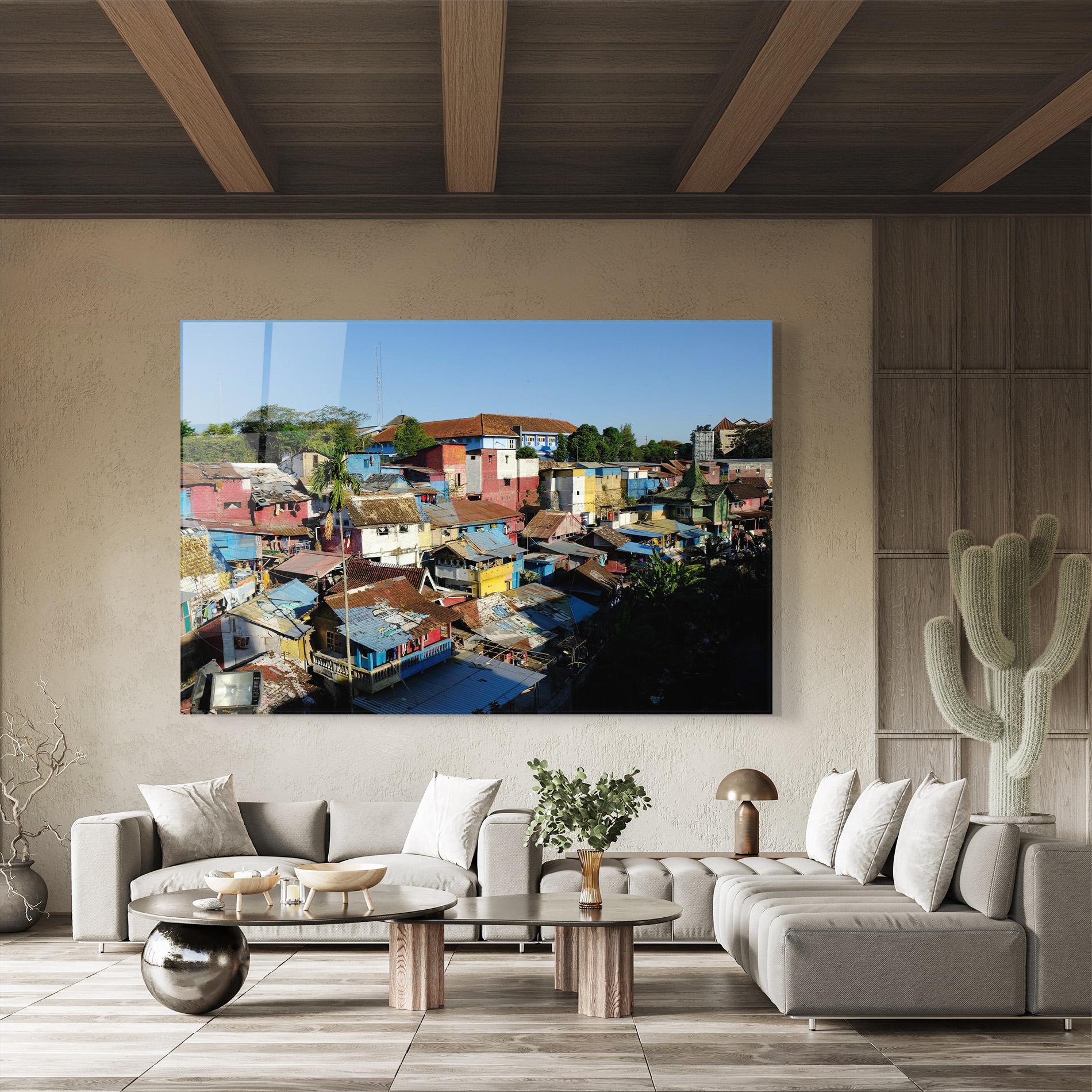 Tablou Sticla Slum Building mockup 8