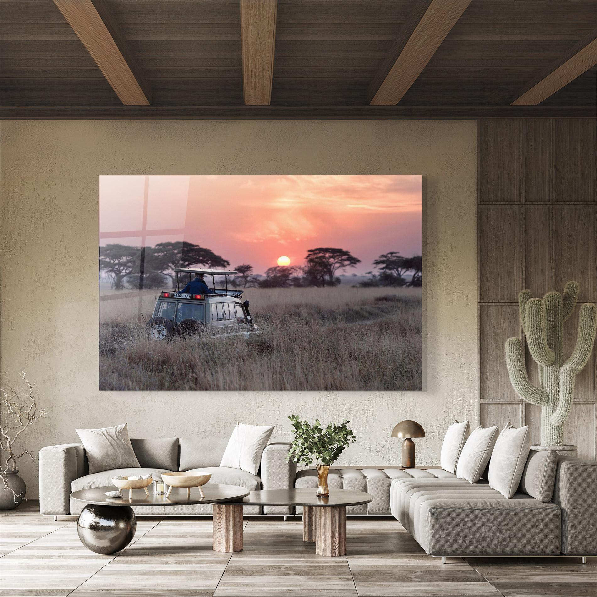 Tablou Sticla Sunset Wild Car mockup 8