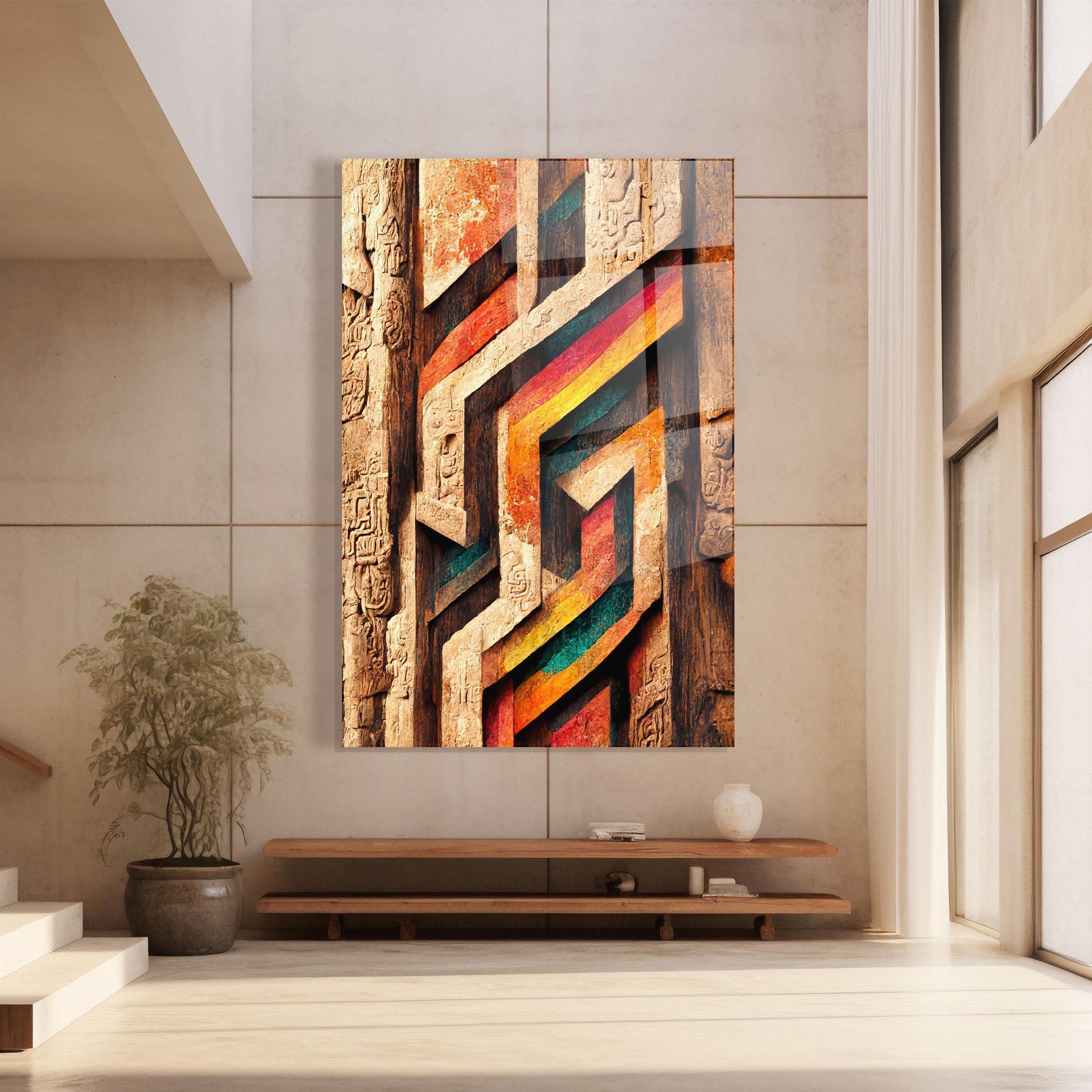 Tablou Sticla Mayan Style Wood mockup 8